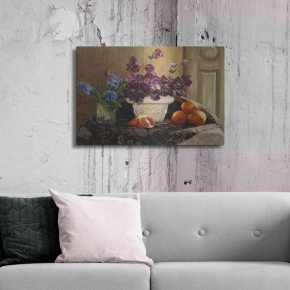 Luxe Metal Art 'Sweet Peas And Blood Orange.' by Robin Anderson, Metal Wall Art,36x24