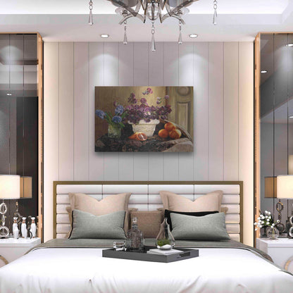 Luxe Metal Art 'Sweet Peas And Blood Orange.' by Robin Anderson, Metal Wall Art,36x24