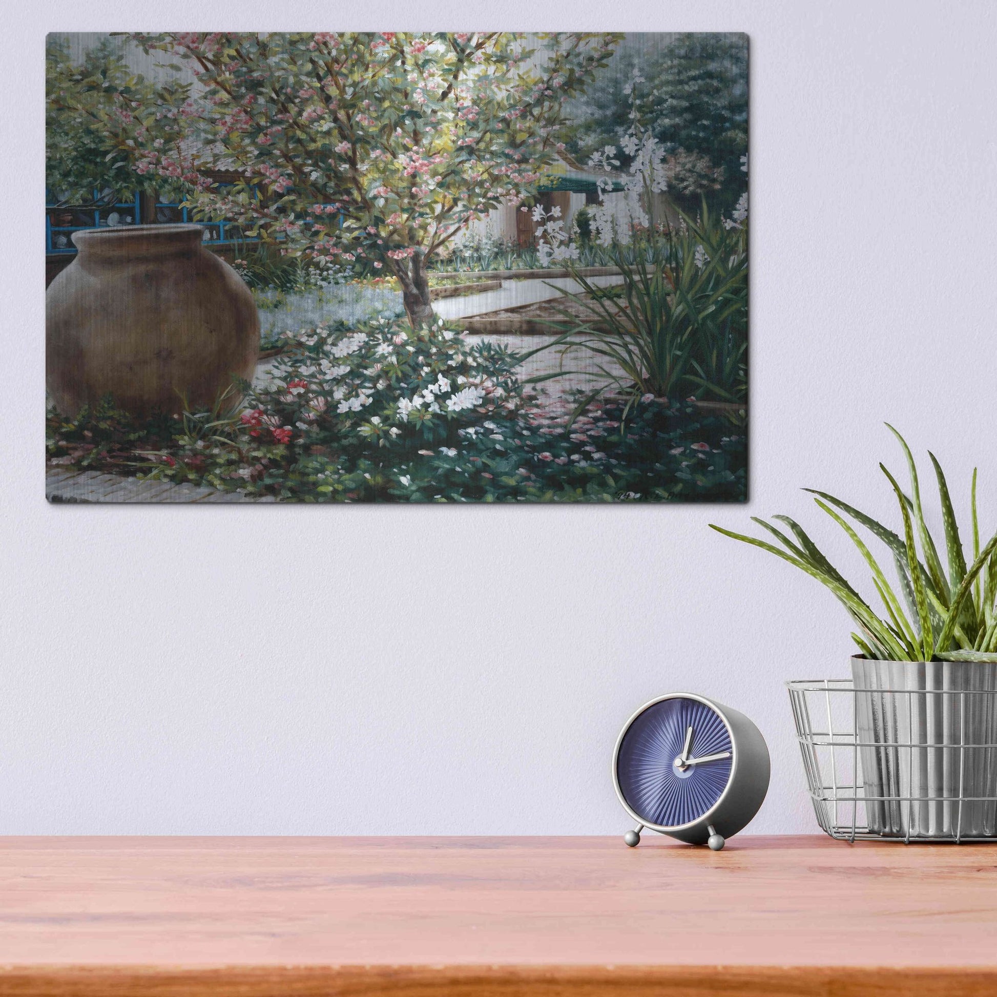 Luxe Metal Art 'The Cottage' by Robin Anderson, Metal Wall Art,16x12