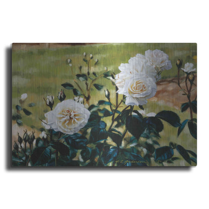 Luxe Metal Art 'White Roses' by Robin Anderson, Metal Wall Art