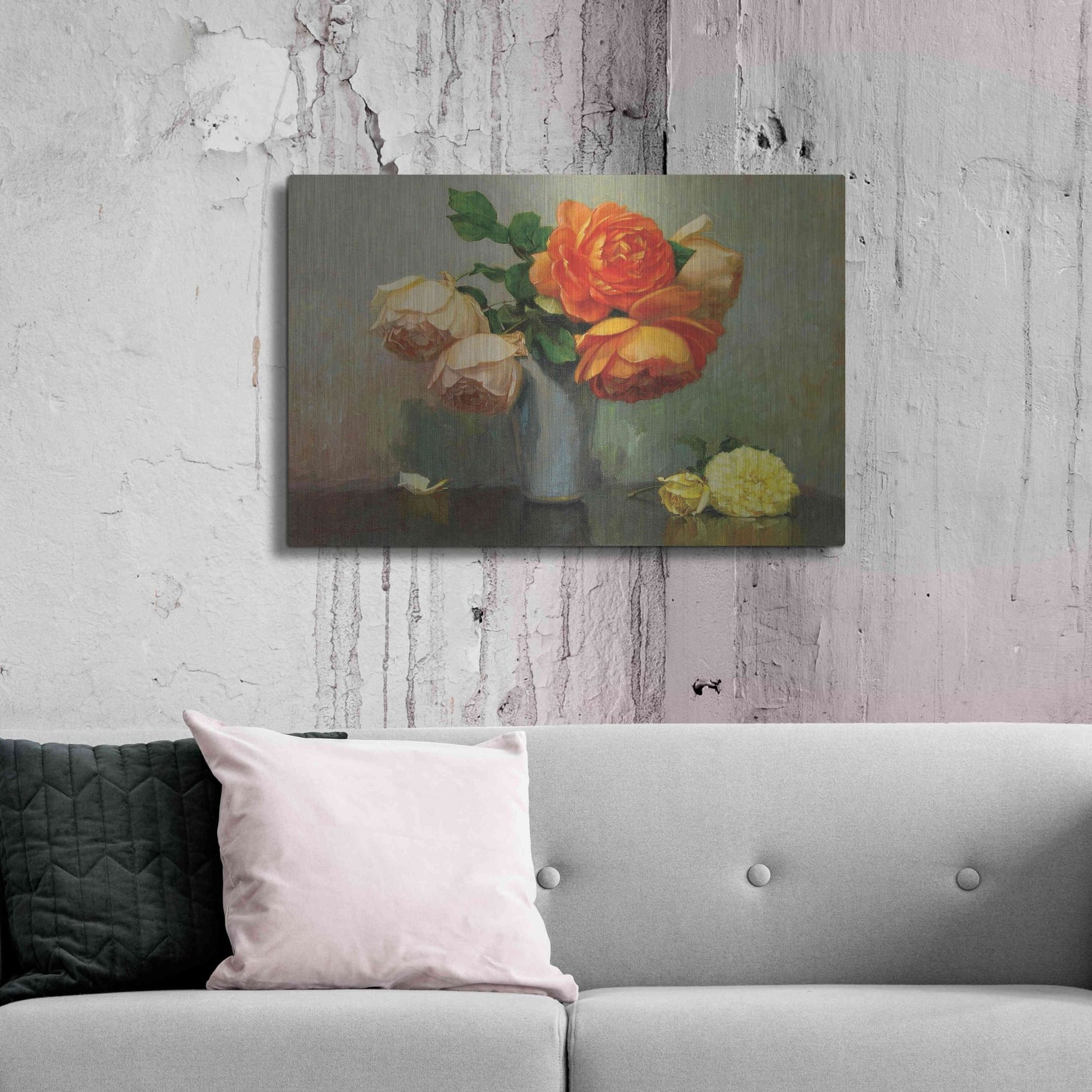 Luxe Metal Art 'Floral Bouquet' by Robin Anderson, Metal Wall Art,36x24