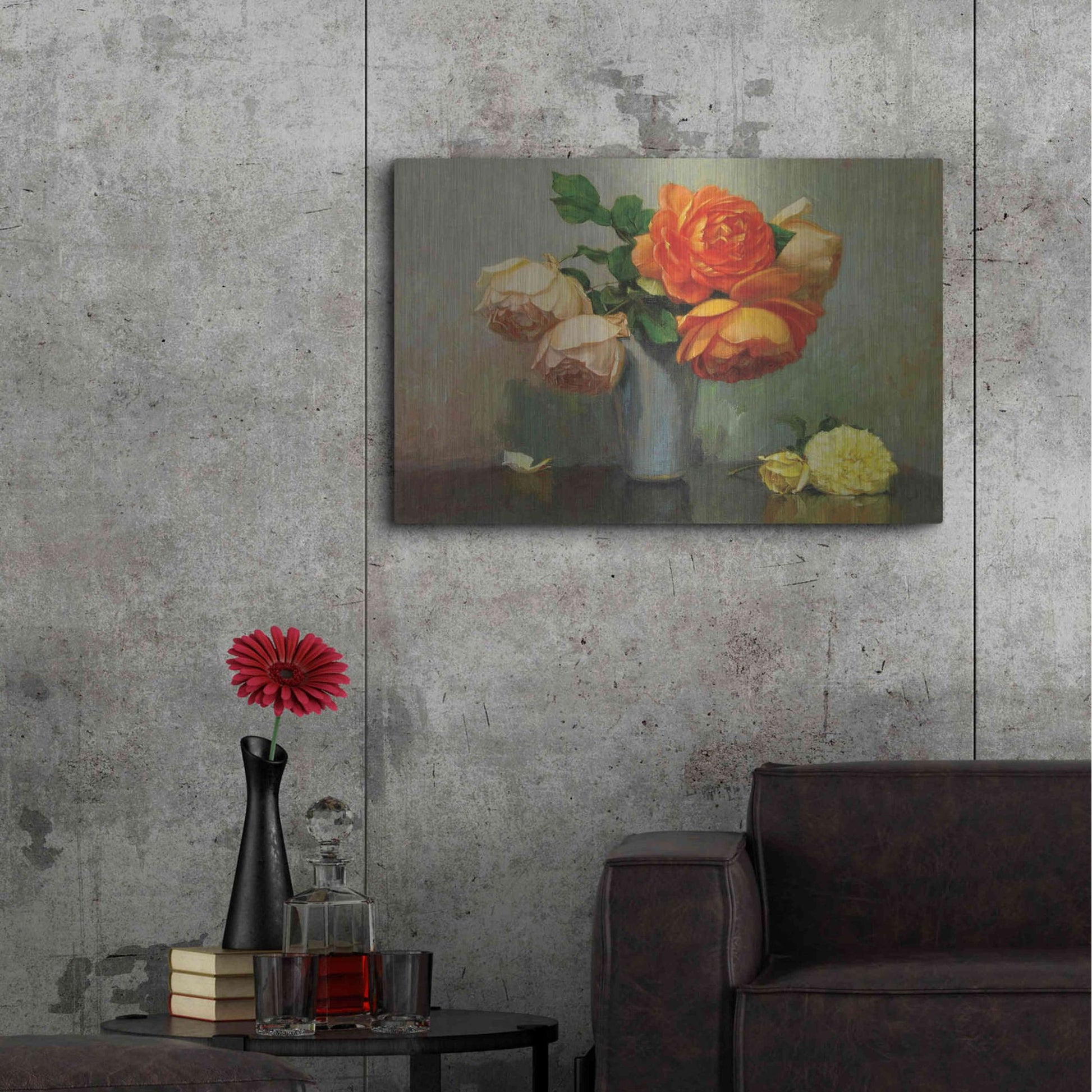 Luxe Metal Art 'Floral Bouquet' by Robin Anderson, Metal Wall Art,36x24