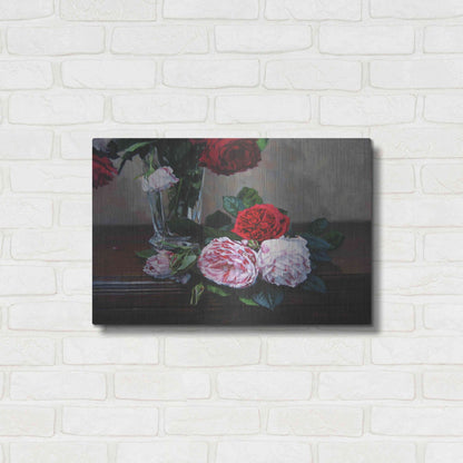 Luxe Metal Art 'Ruby And Peppermint Roses' by Robin Anderson, Metal Wall Art,24x16