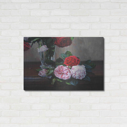 Luxe Metal Art 'Ruby And Peppermint Roses' by Robin Anderson, Metal Wall Art,36x24