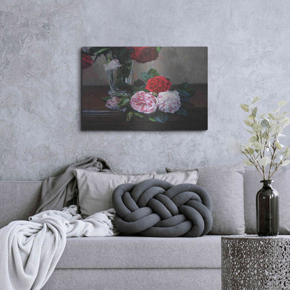 Luxe Metal Art 'Ruby And Peppermint Roses' by Robin Anderson, Metal Wall Art,36x24