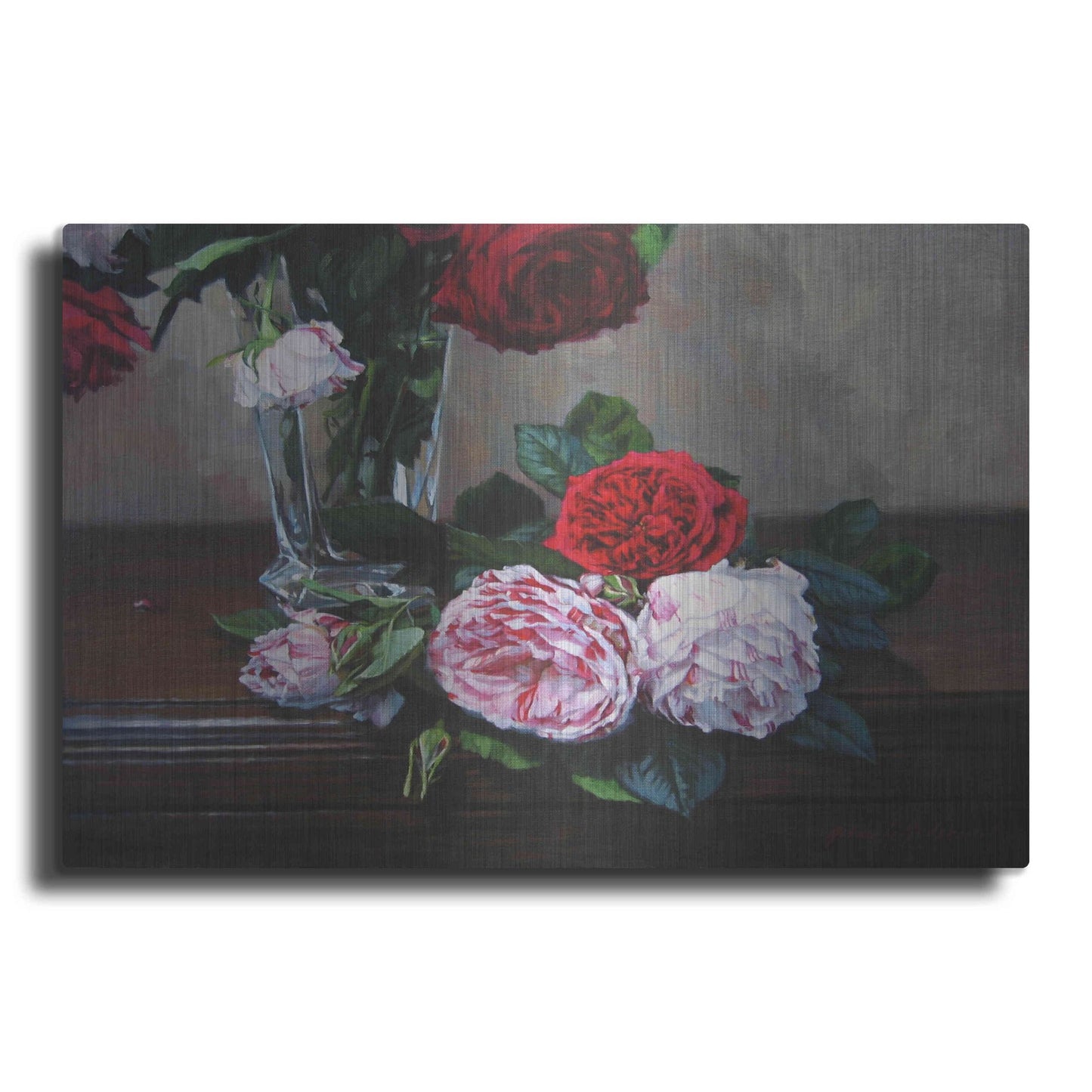 Luxe Metal Art 'Ruby And Peppermint Roses' by Robin Anderson, Metal Wall Art