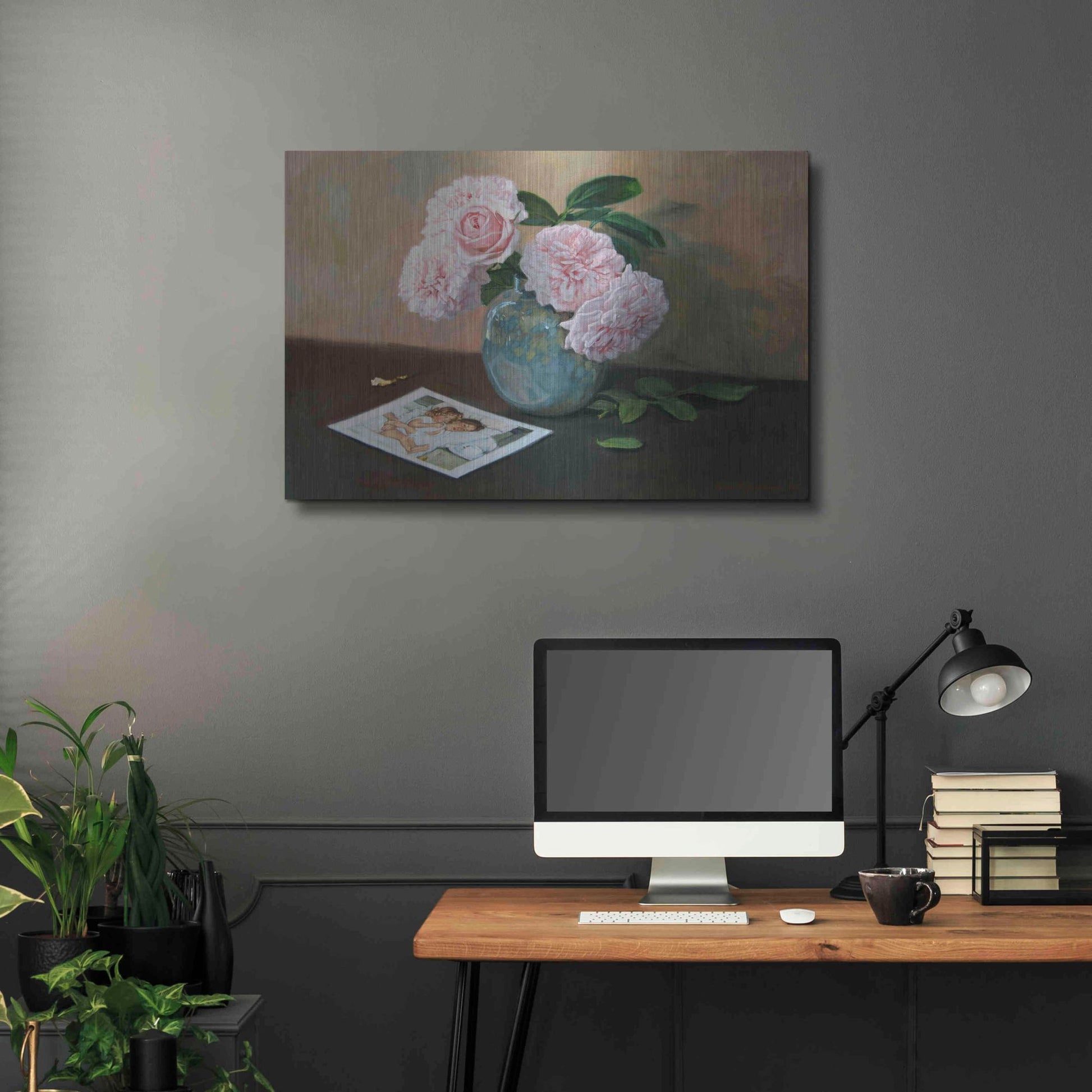 Luxe Metal Art 'Pink Floral' by Robin Anderson, Metal Wall Art,36x24