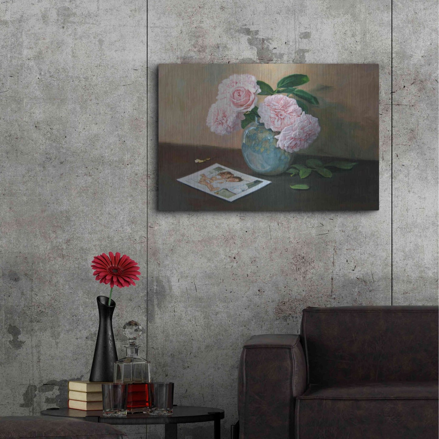 Luxe Metal Art 'Pink Floral' by Robin Anderson, Metal Wall Art,36x24