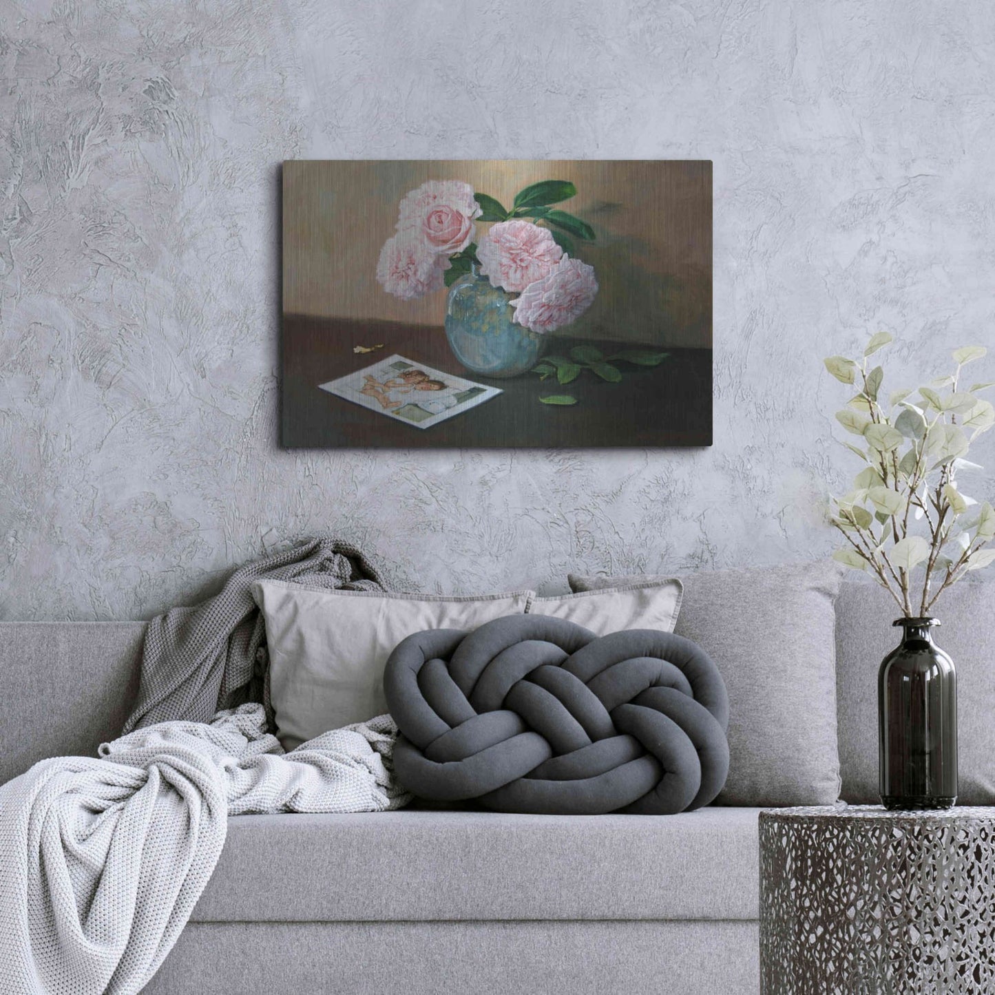 Luxe Metal Art 'Pink Floral' by Robin Anderson, Metal Wall Art,36x24