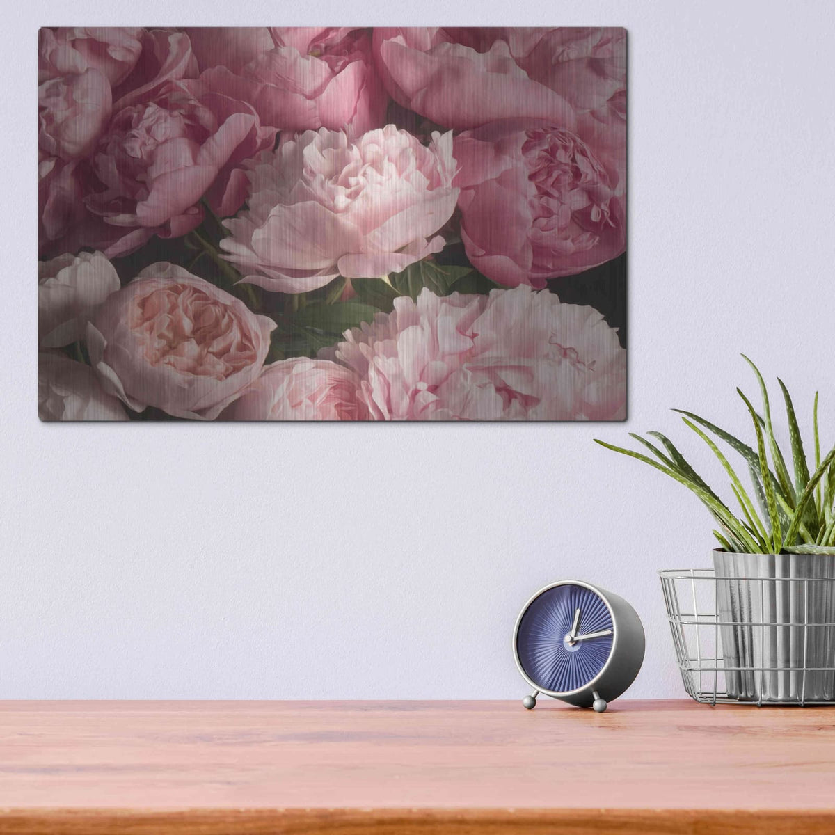 'Pink Petals' by Leah McLean – Metal Wall Art, 16x12 room view