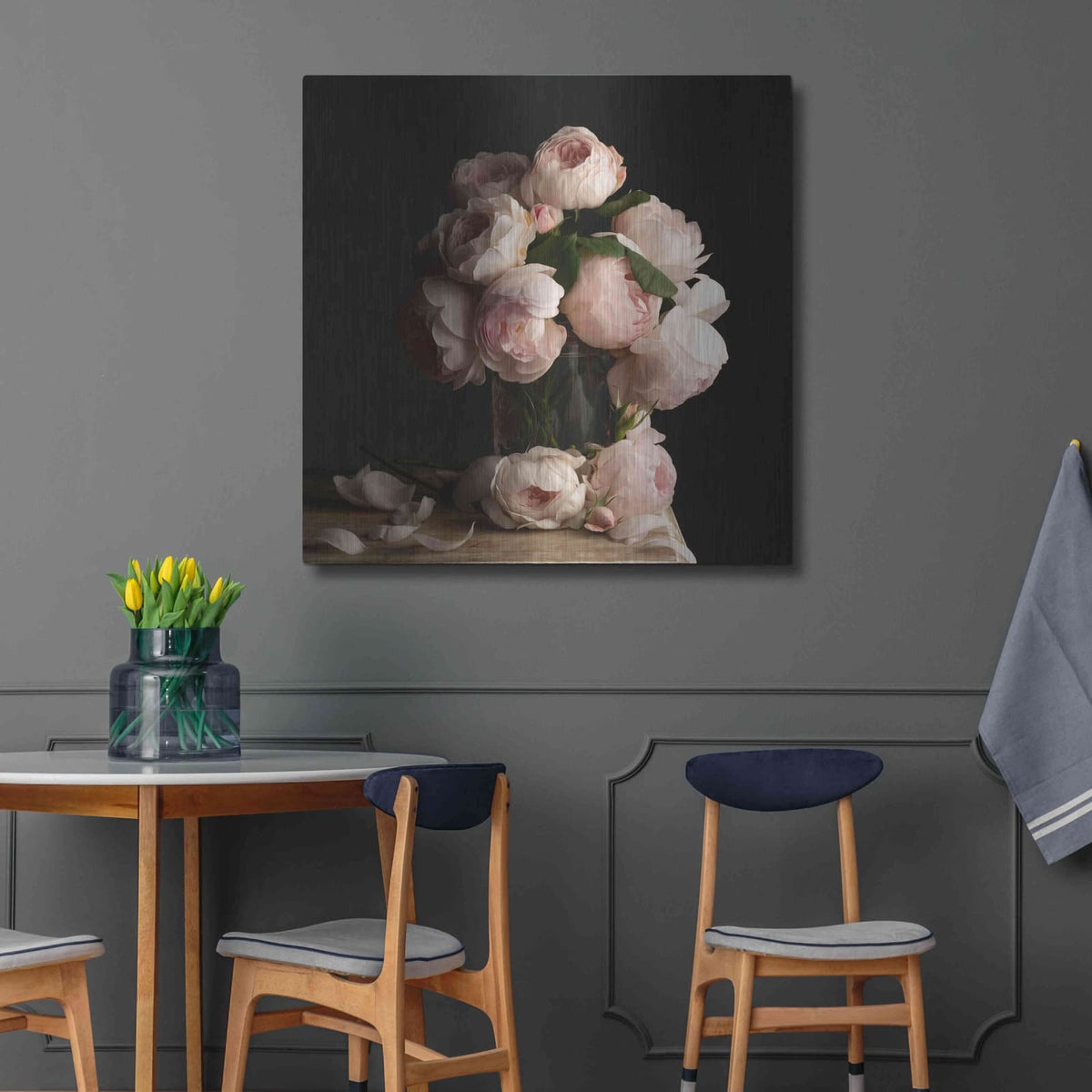 'Smitten by Roses Dark' by Leah McLean – Metal Wall Art, 36x36 room view