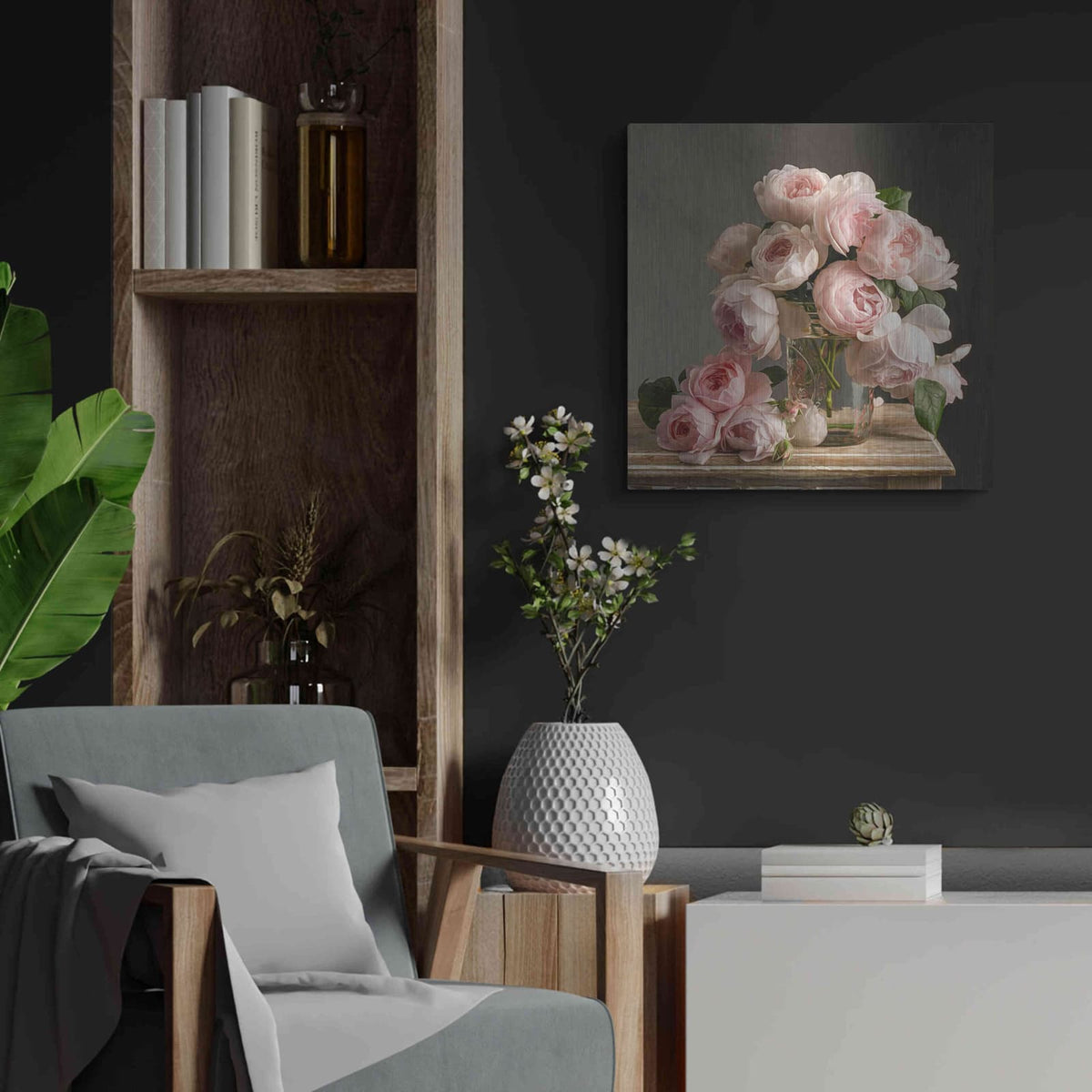 'Rosetopia' by Leah McLean – Metal Wall Art, 24x24 room view