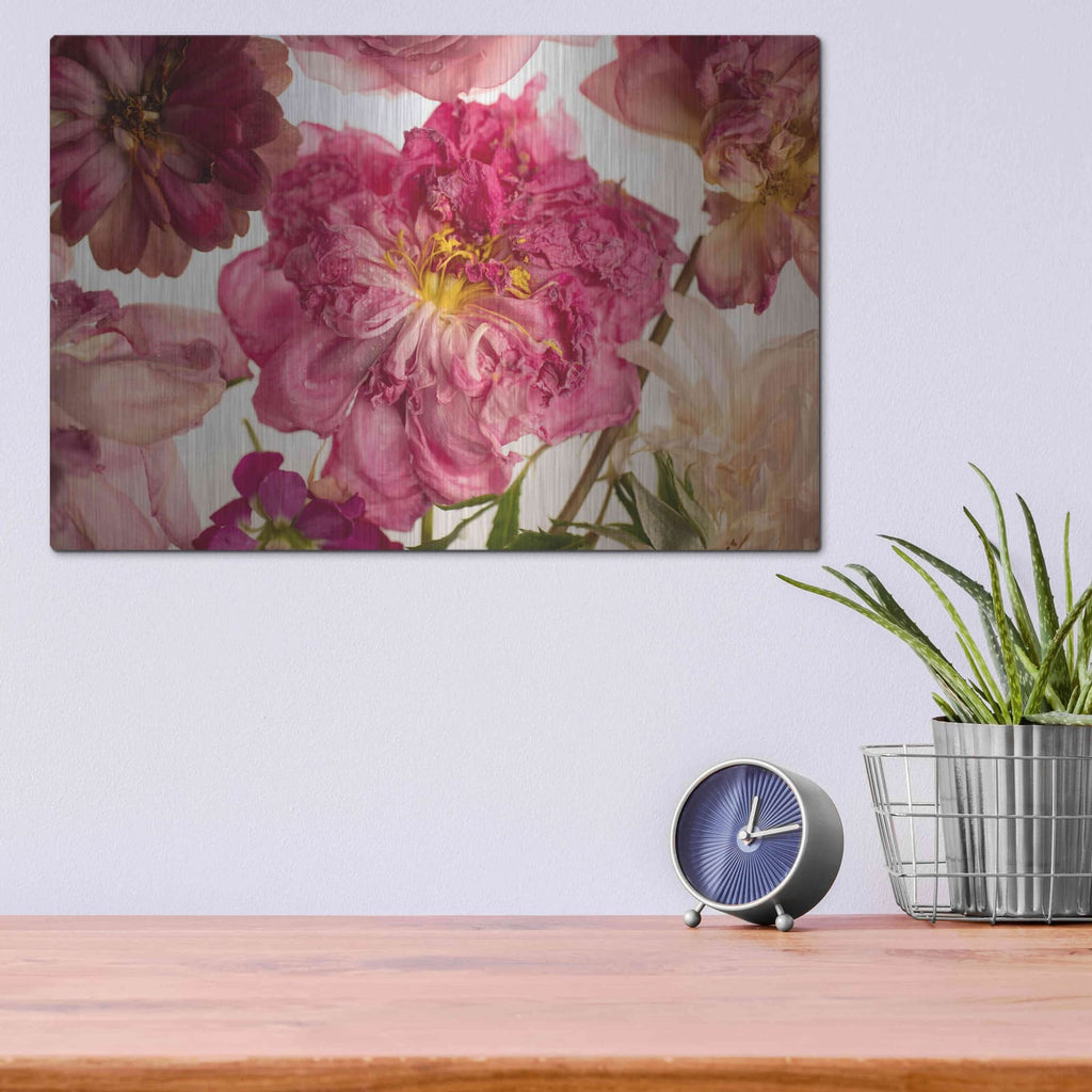 'Peony on White' by Leah McLean – Metal Wall Art, 16x12 room view