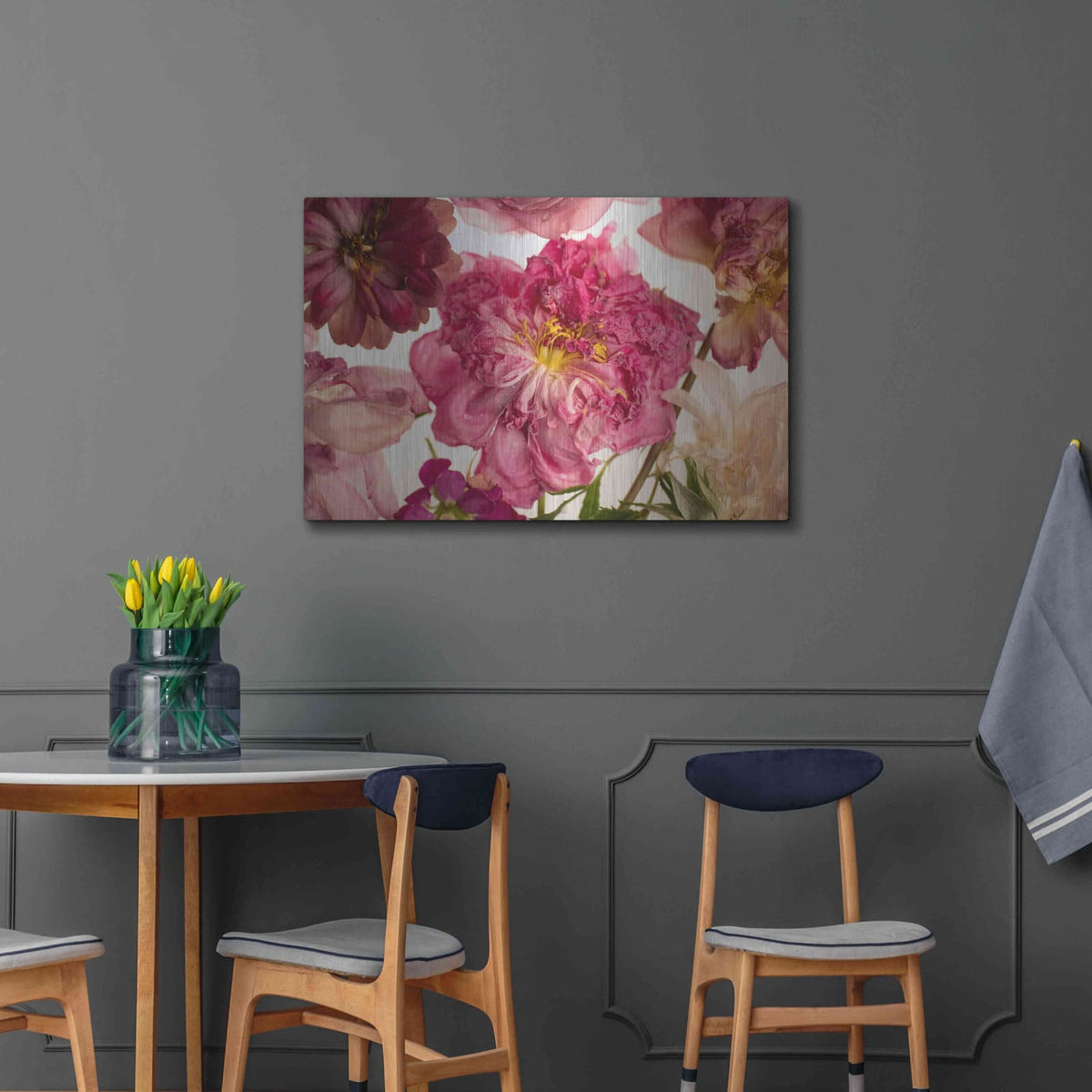 'Peony on White' by Leah McLean – Metal Wall Art, 36x24 room view