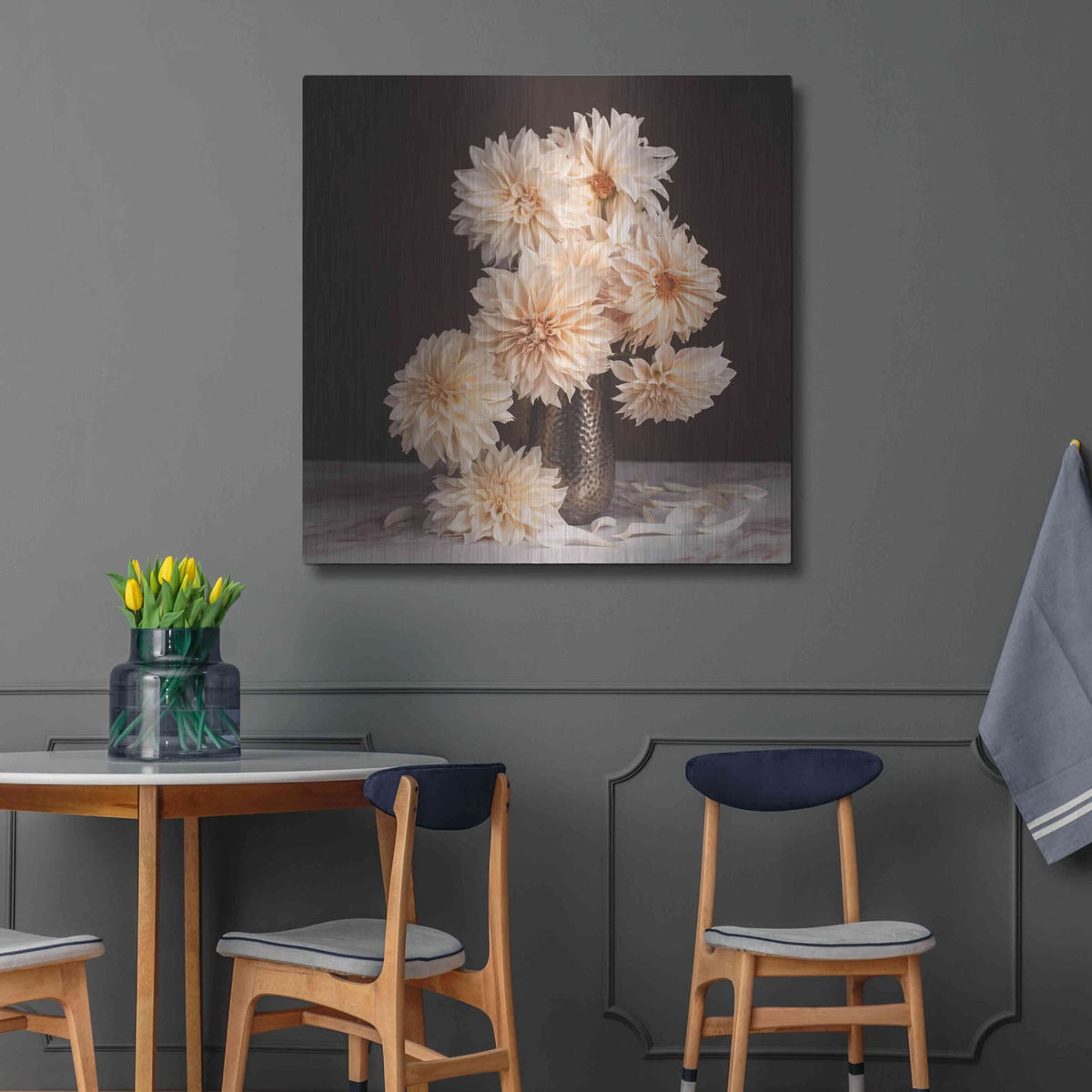 'Dahlia Cascade' by Leah McLean – Metal Wall Art, 36x36 room view