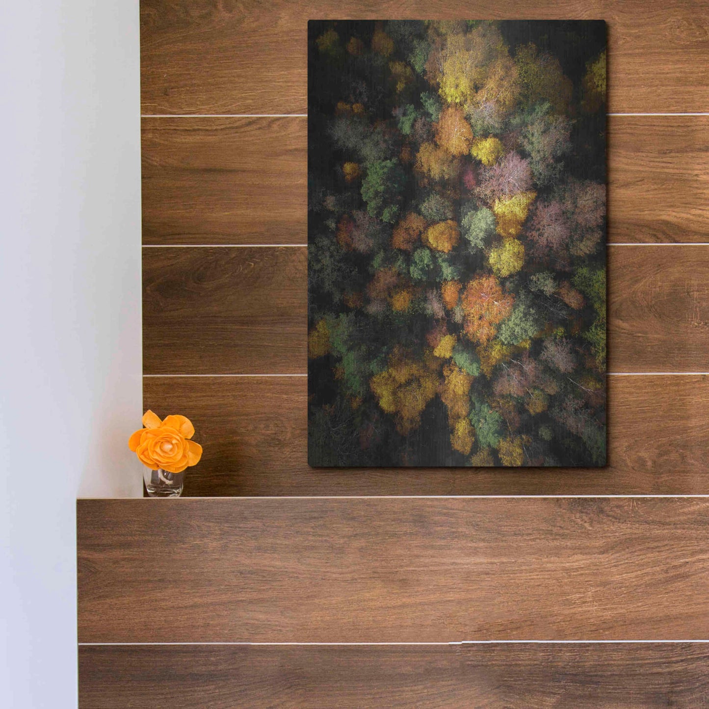 Luxe Metal Art 'Autumn Forest - Aerial Photography' by Nicklas Gustafsson, Metal Wall Art,12x16