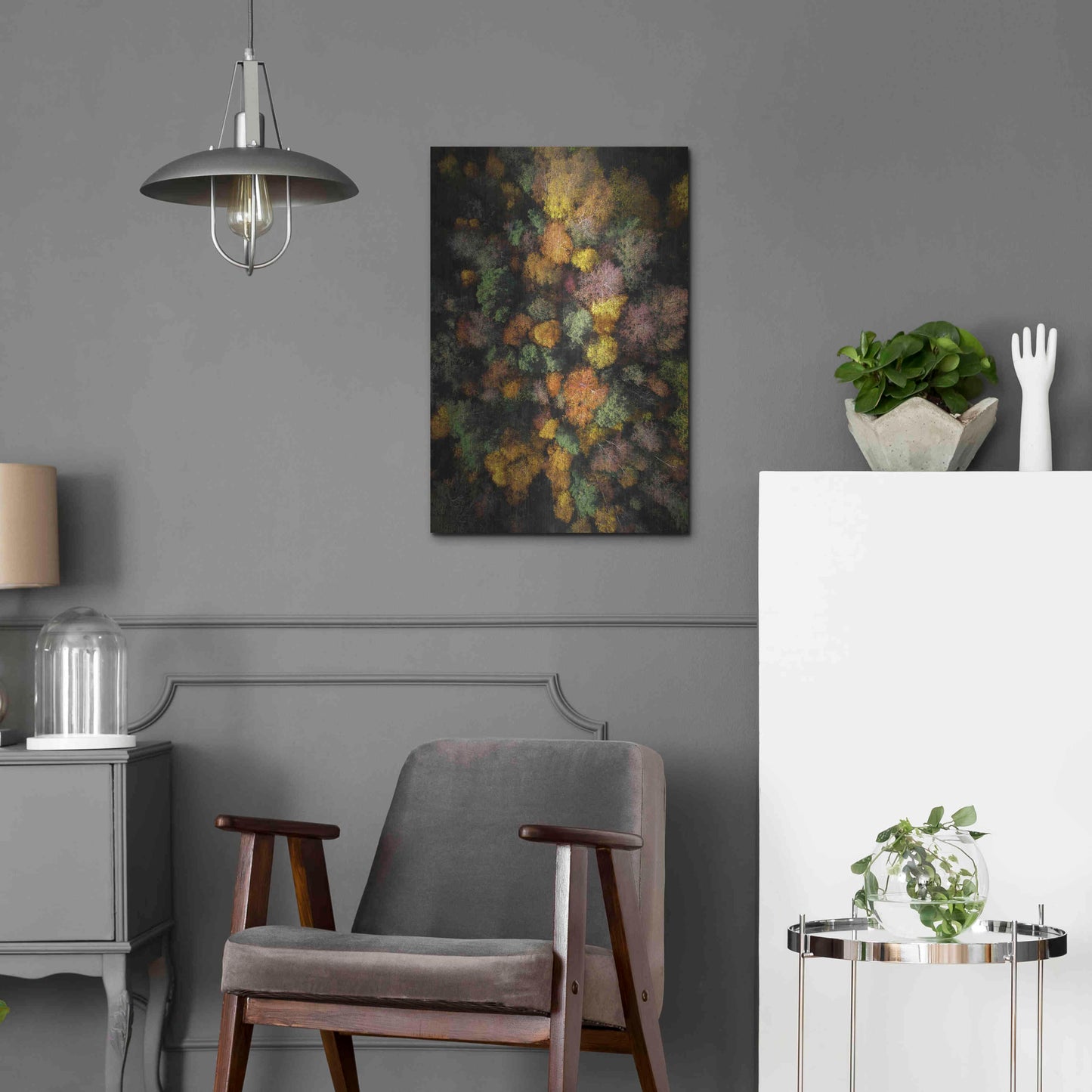 Luxe Metal Art 'Autumn Forest - Aerial Photography' by Nicklas Gustafsson, Metal Wall Art,16x24