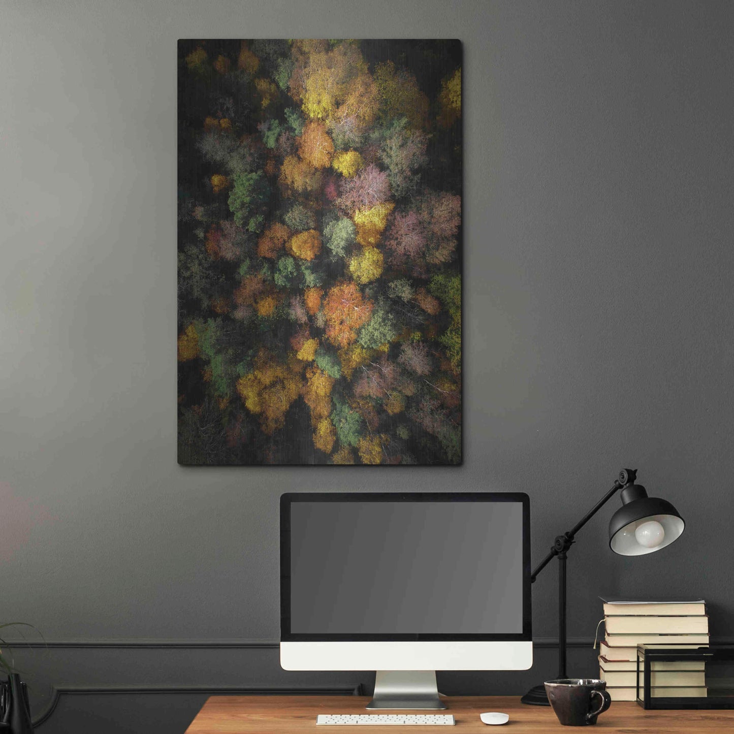 Luxe Metal Art 'Autumn Forest - Aerial Photography' by Nicklas Gustafsson, Metal Wall Art,24x36