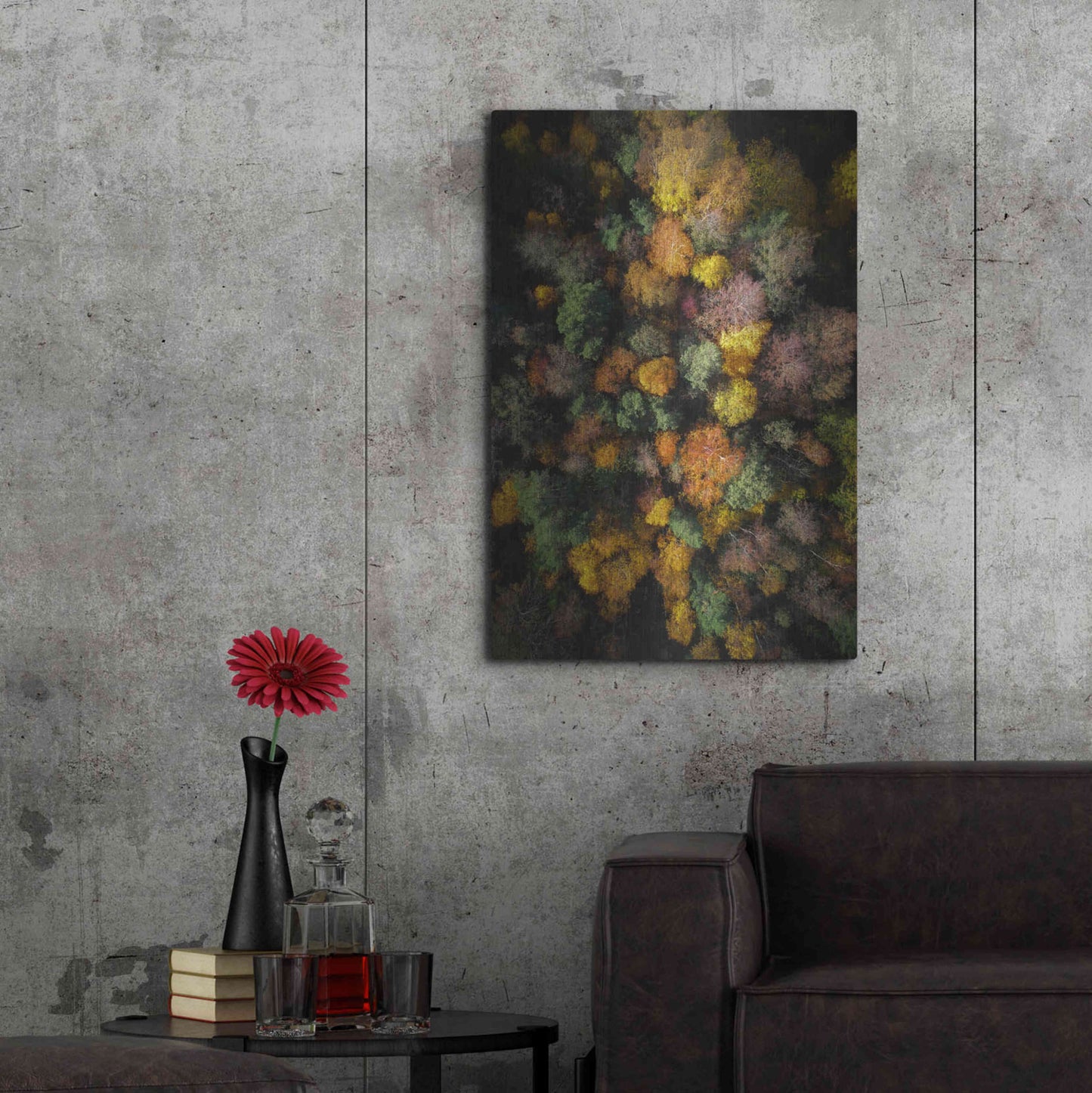 Luxe Metal Art 'Autumn Forest - Aerial Photography' by Nicklas Gustafsson, Metal Wall Art,24x36