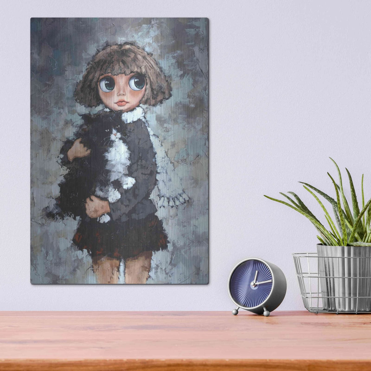 'Girl With Cat' by Alexander Gunin – Metal Wall Art, 12x16 room view