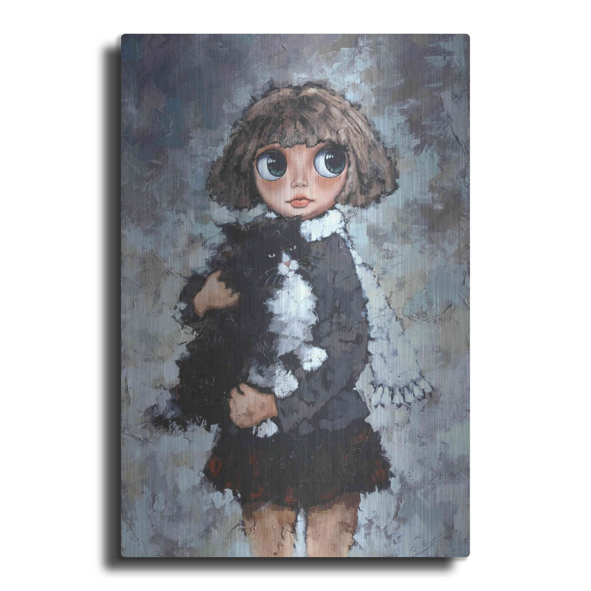 'Girl With Cat' by Alexander Gunin – Metal Wall Art