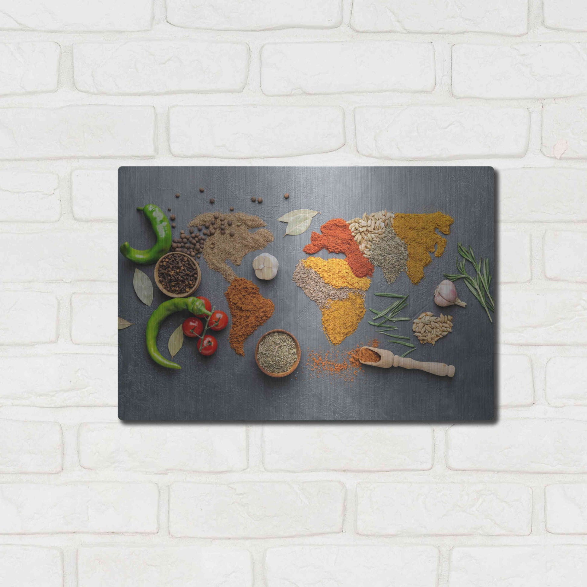 Luxe Metal Art 'Spicy World Map' by Luxe Portfolio, Metal Wall Art,16x12
