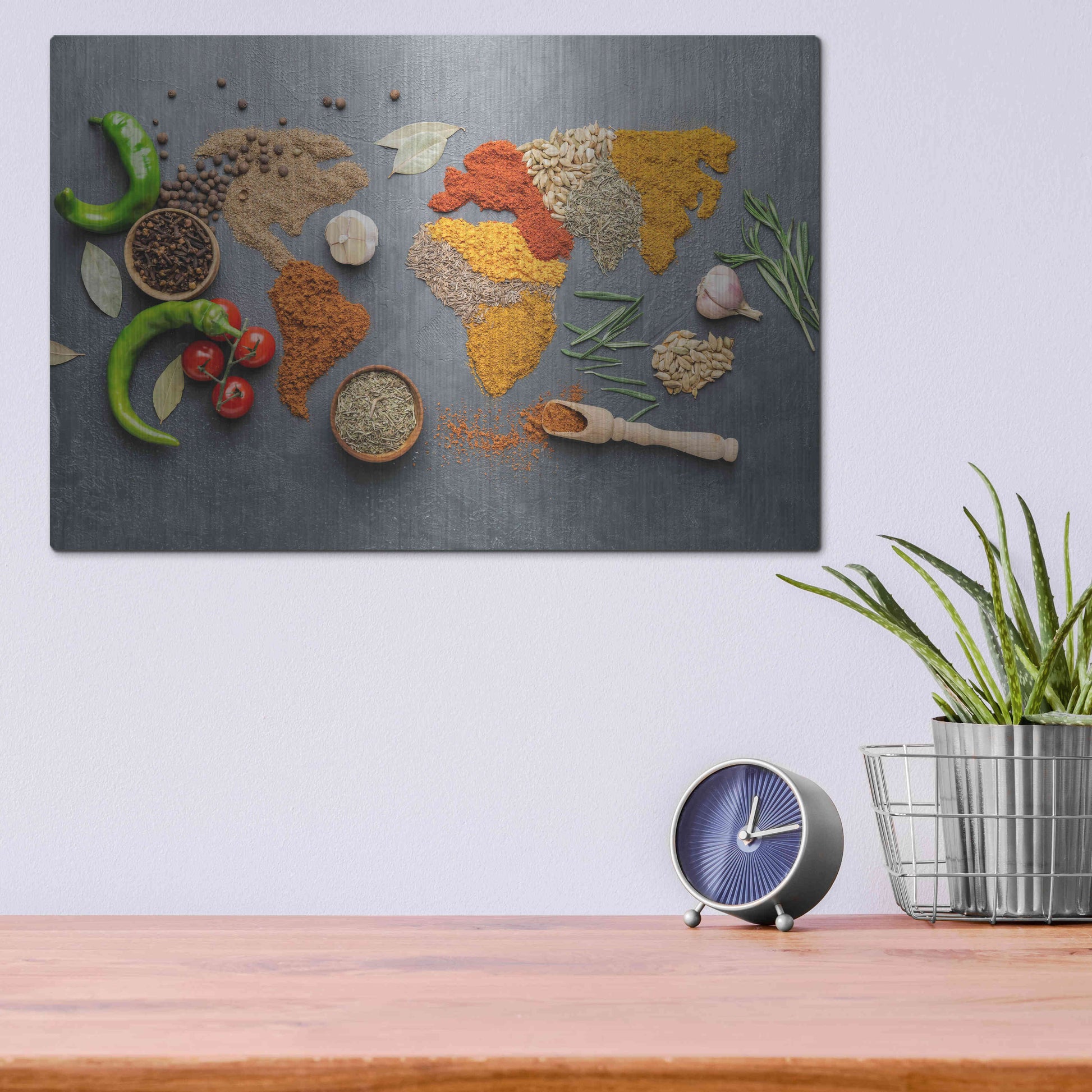 Luxe Metal Art 'Spicy World Map' by Luxe Portfolio, Metal Wall Art,16x12