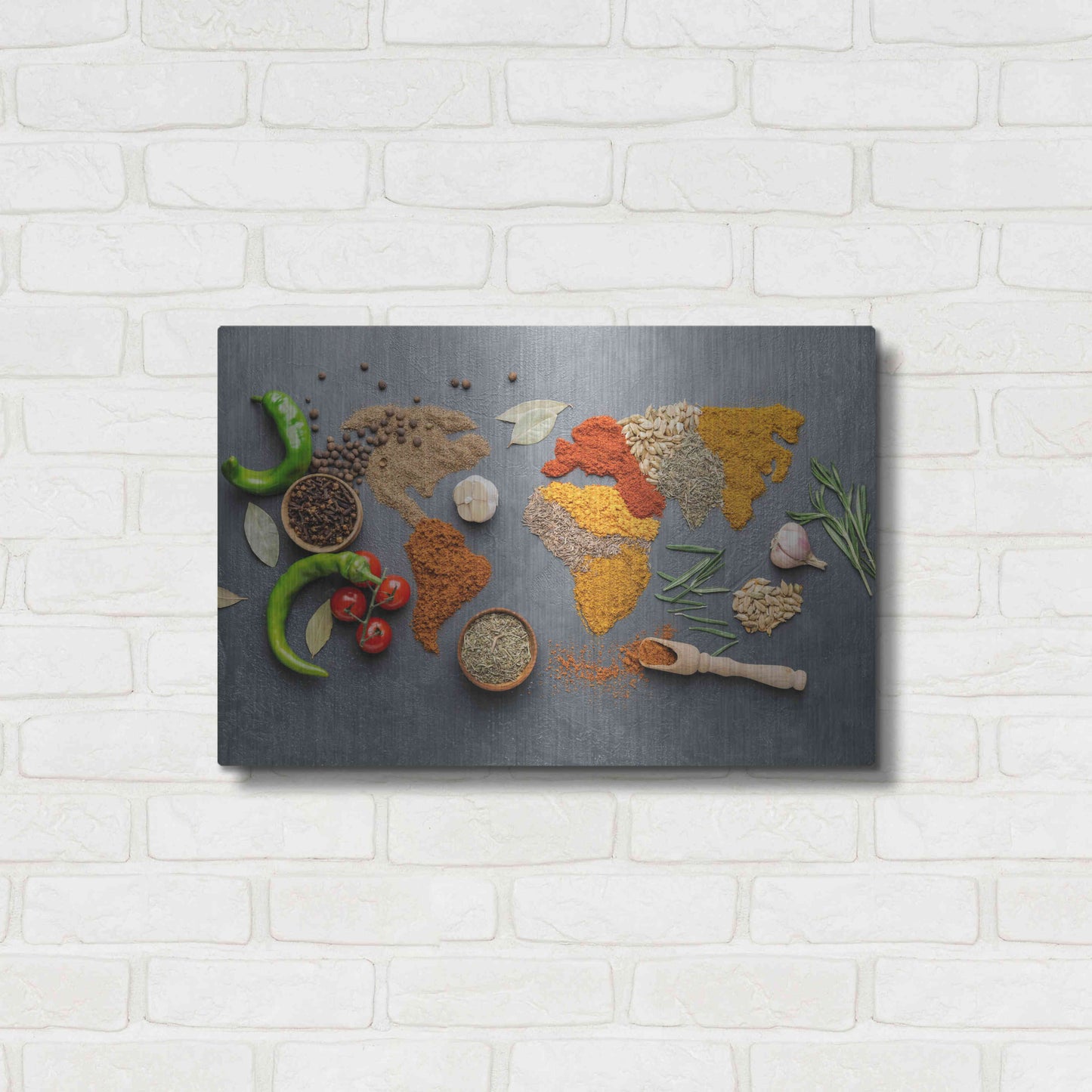 Luxe Metal Art 'Spicy World Map' by Luxe Portfolio, Metal Wall Art,24x16