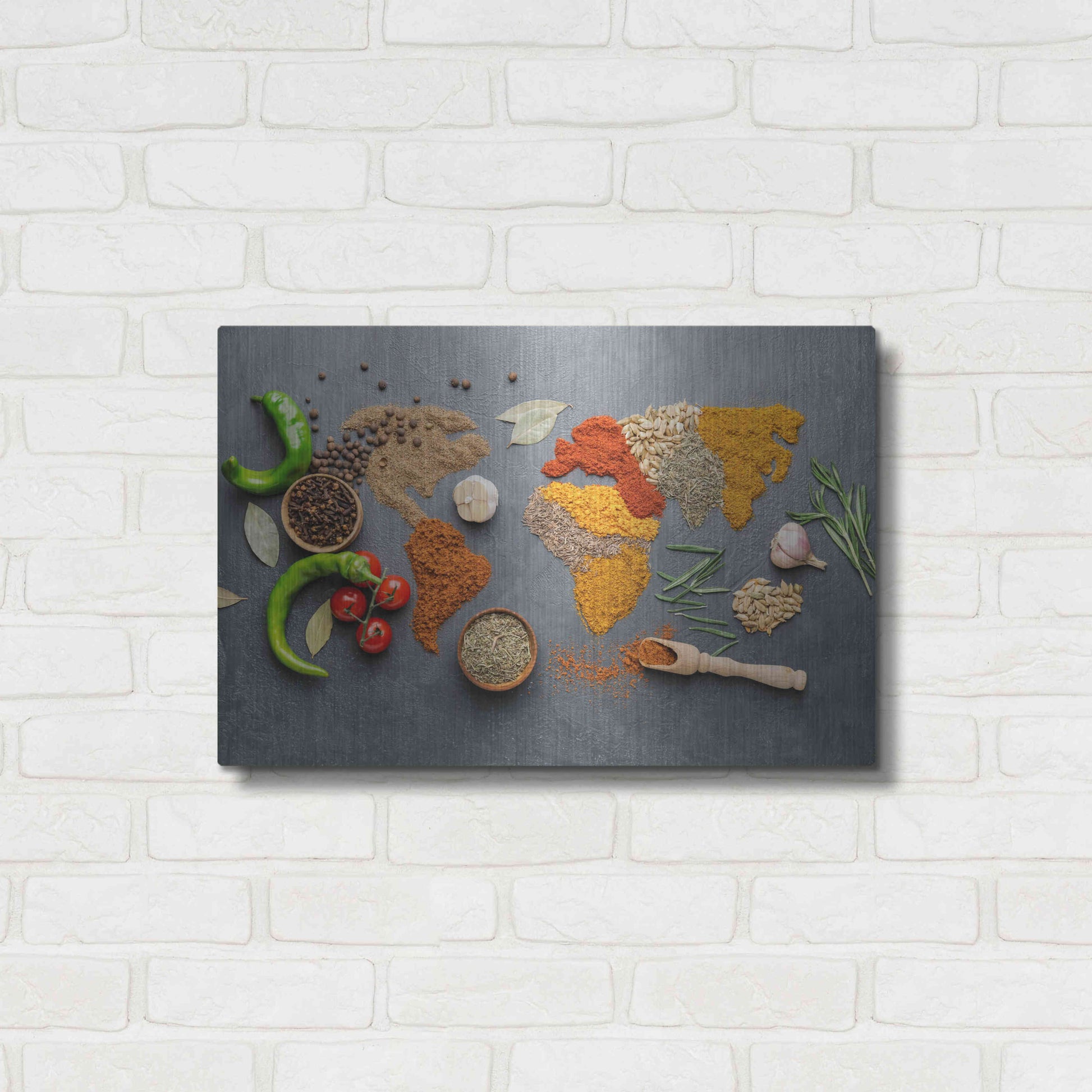Luxe Metal Art 'Spicy World Map' by Luxe Portfolio, Metal Wall Art,24x16