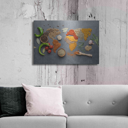 Luxe Metal Art 'Spicy World Map' by Luxe Portfolio, Metal Wall Art,36x24