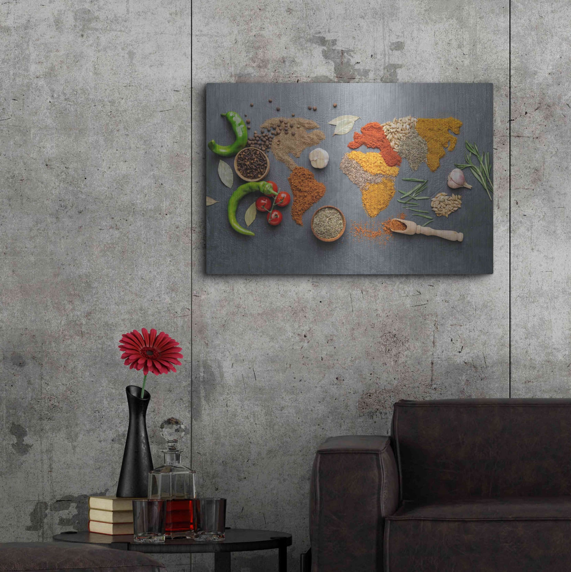 Luxe Metal Art 'Spicy World Map' by Luxe Portfolio, Metal Wall Art,36x24