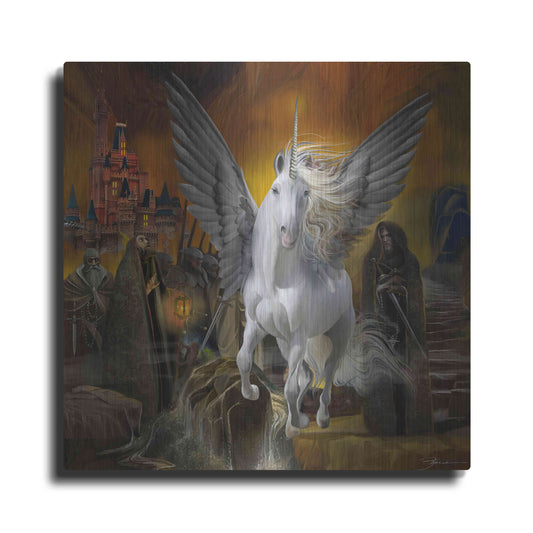 Luxe Metal Art 'Unicorn Fantasy World' by Enright, Metal Wall Art