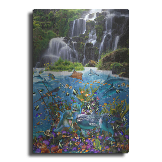 Luxe Metal Art 'Waterfall Dolphins' by Enright, Metal Wall Art