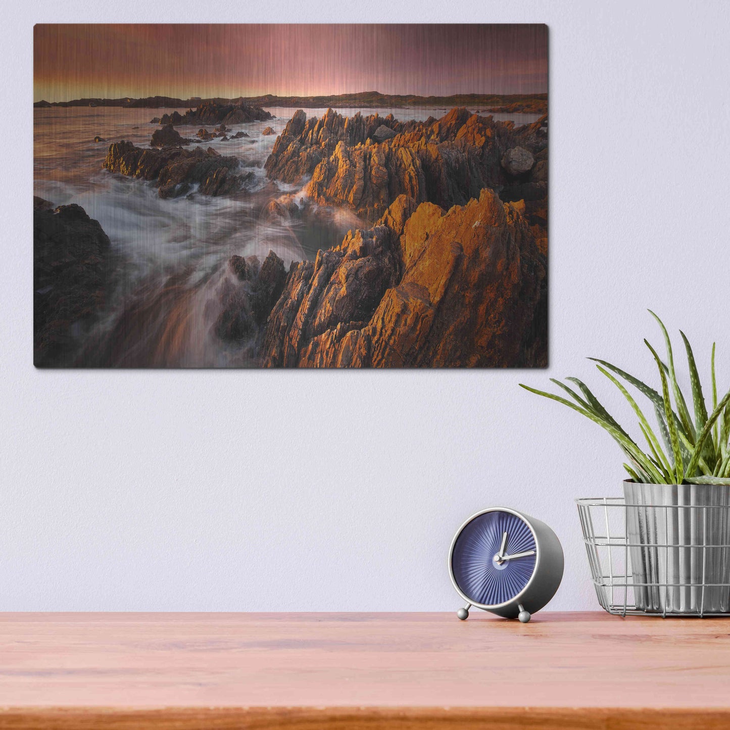 Luxe Metal Art 'Couta Rocks' by Everlook Photography, Metal Wall Art,16x12