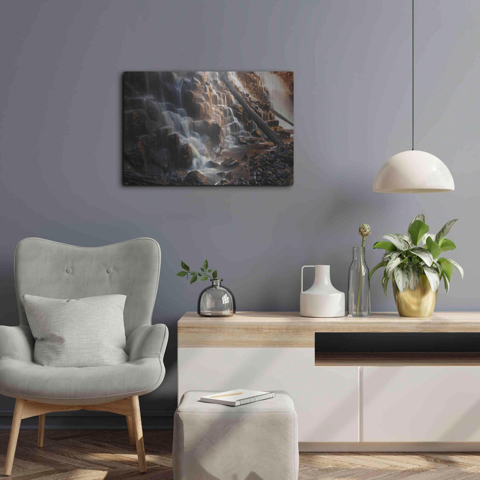 Luxe Metal Art 'Dip Falls' by Everlook Photography, Metal Wall Art,24x16