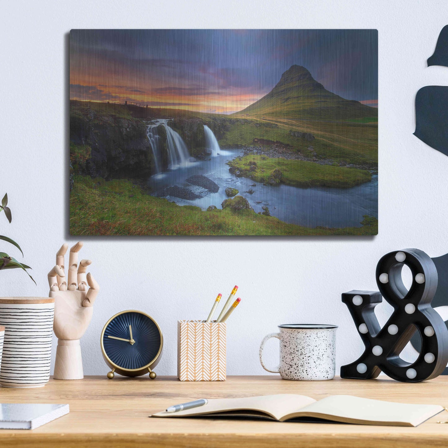 Luxe Metal Art 'Kirkjufell' by Everlook Photography, Metal Wall Art,16x12