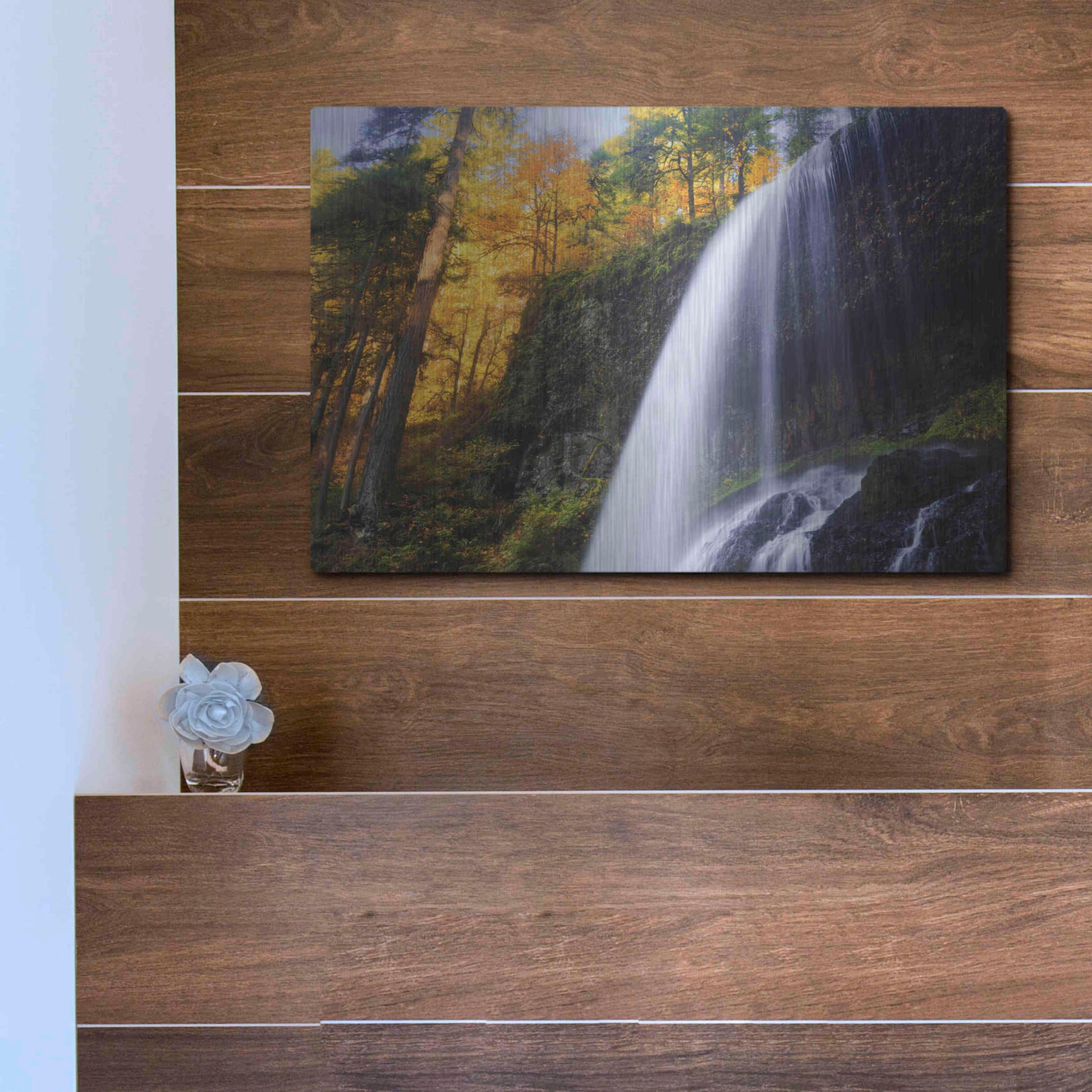 Luxe Metal Art 'Silver Falls' by Everlook Photography, Metal Wall Art,16x12