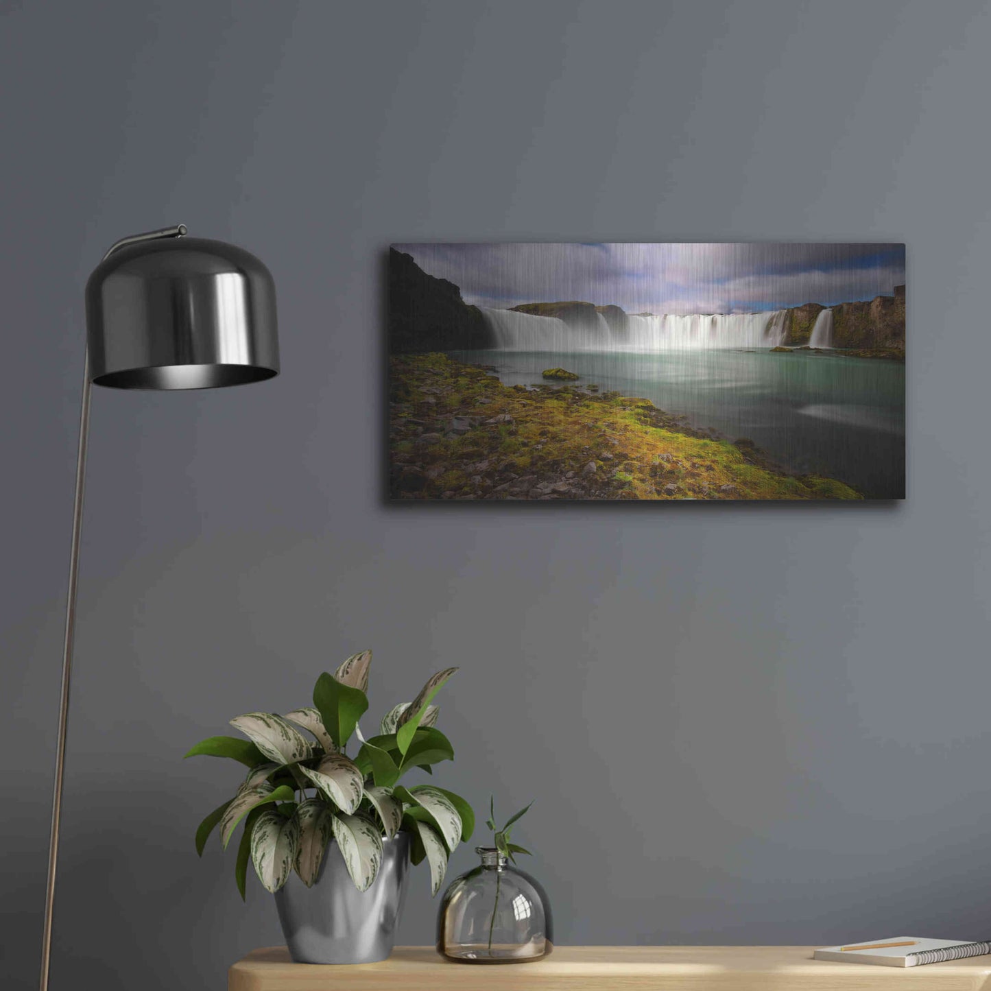 Luxe Metal Art 'Godafoss' by Everlook Photography, Metal Wall Art,24x12