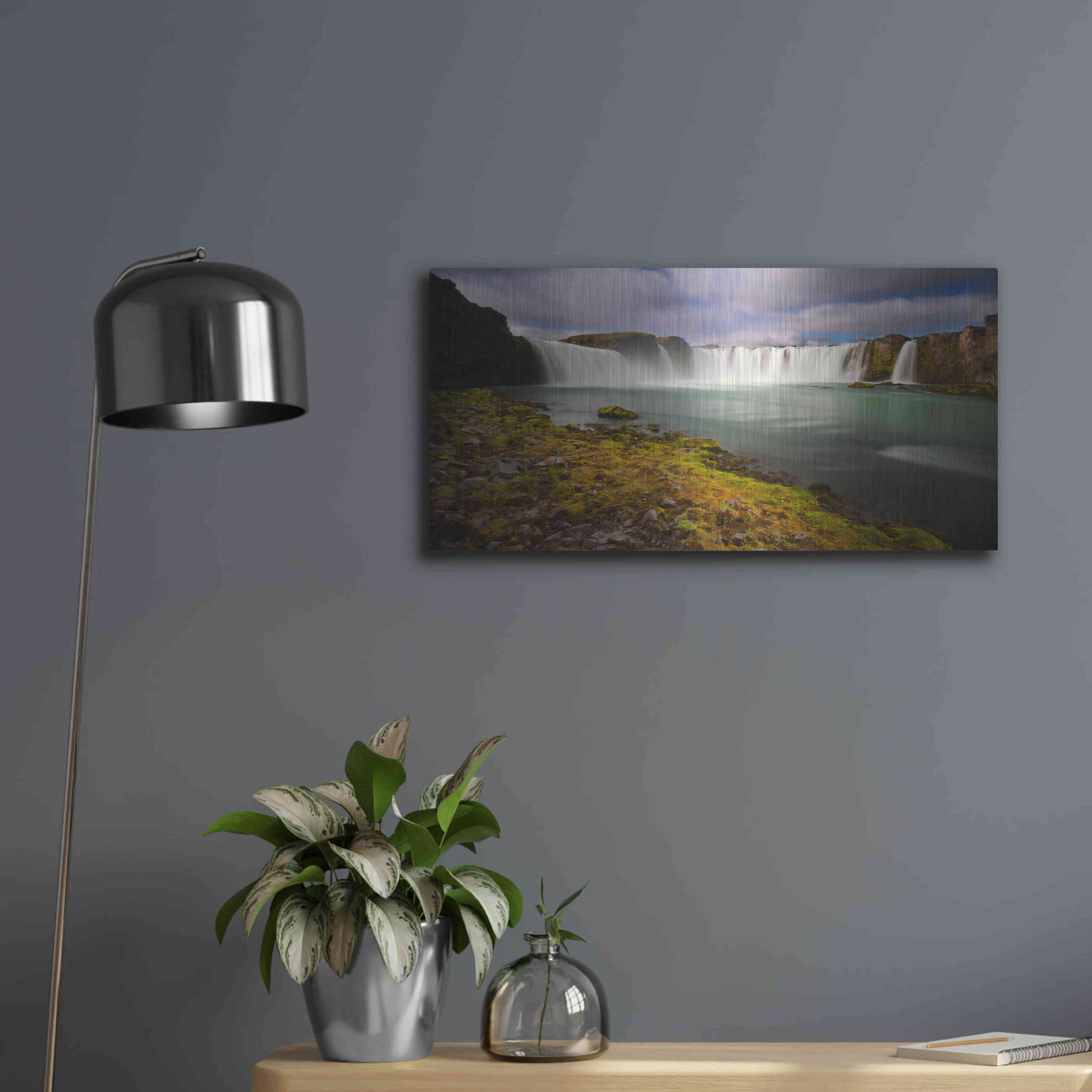 Luxe Metal Art 'Godafoss' by Everlook Photography, Metal Wall Art,24x12