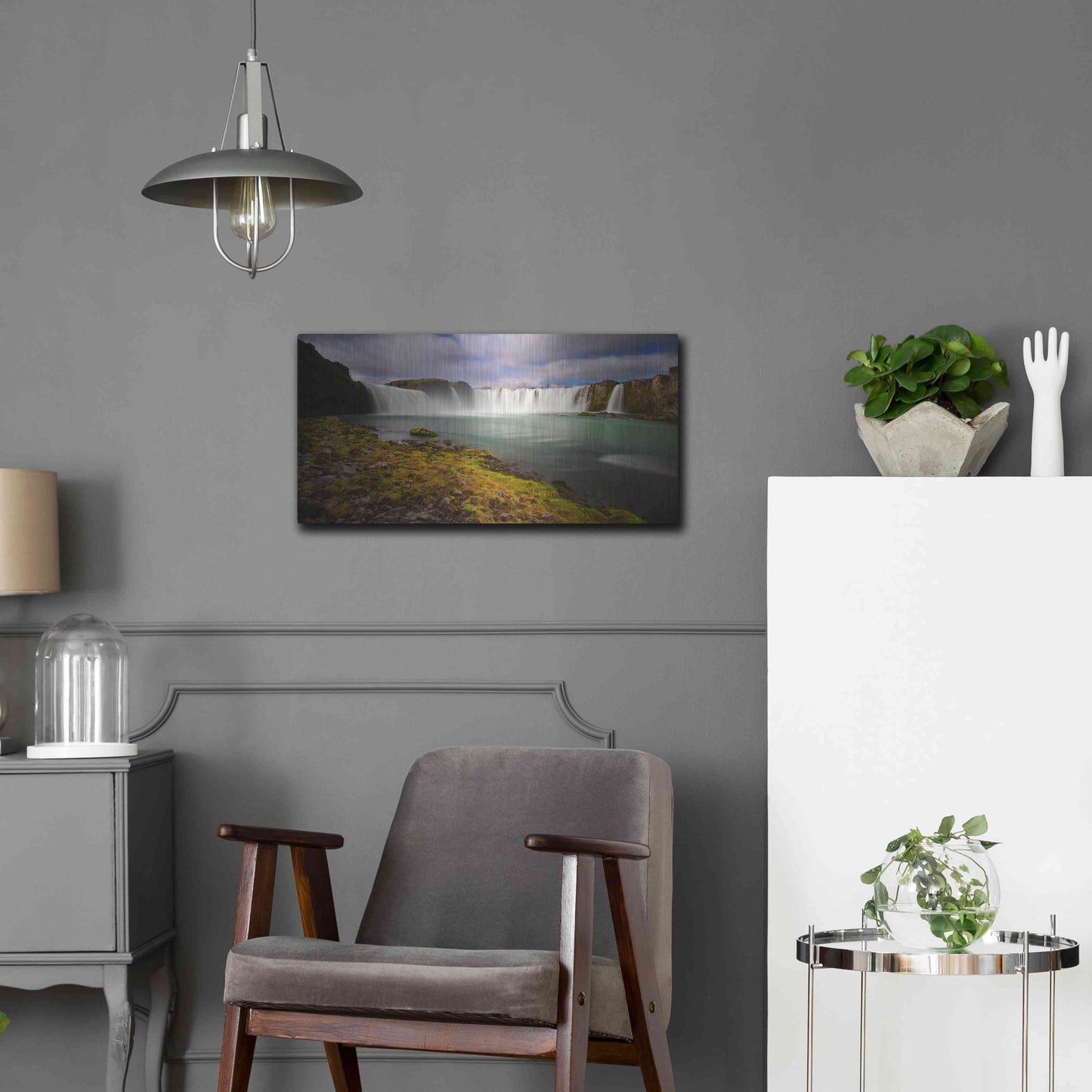 Luxe Metal Art 'Godafoss' by Everlook Photography, Metal Wall Art,24x12