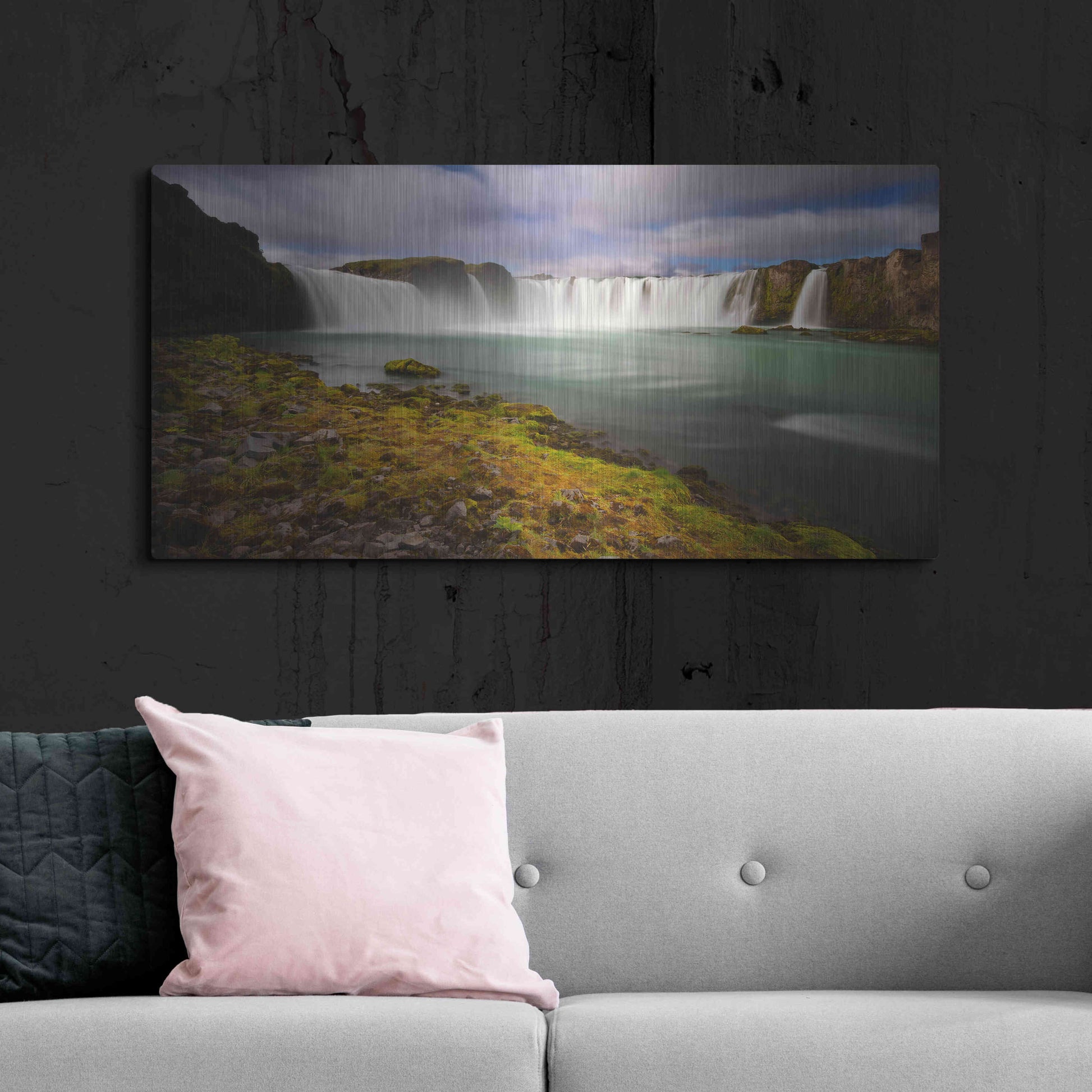 Luxe Metal Art 'Godafoss' by Everlook Photography, Metal Wall Art,48x24