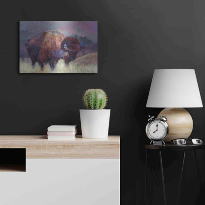 Luxe Metal Art 'Buffalo Roam' by Robert Jackson, Metal Wall Art,24x16