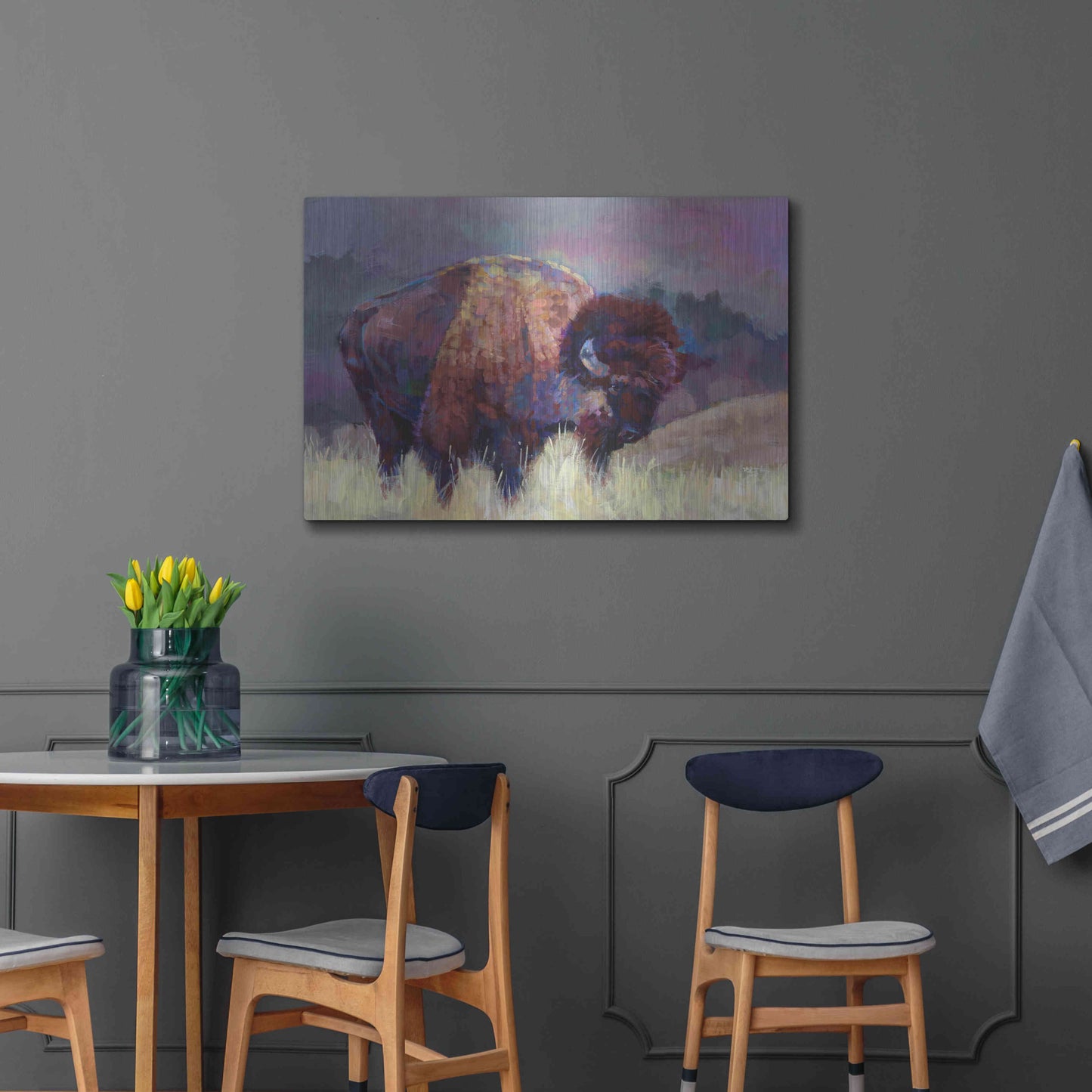 Luxe Metal Art 'Buffalo Roam' by Robert Jackson, Metal Wall Art,36x24