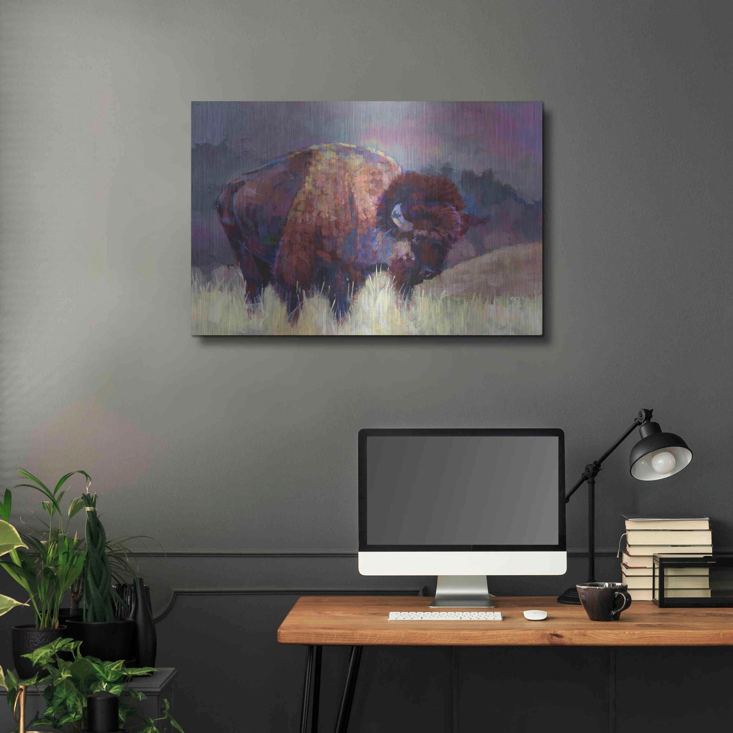 Luxe Metal Art 'Buffalo Roam' by Robert Jackson, Metal Wall Art,36x24