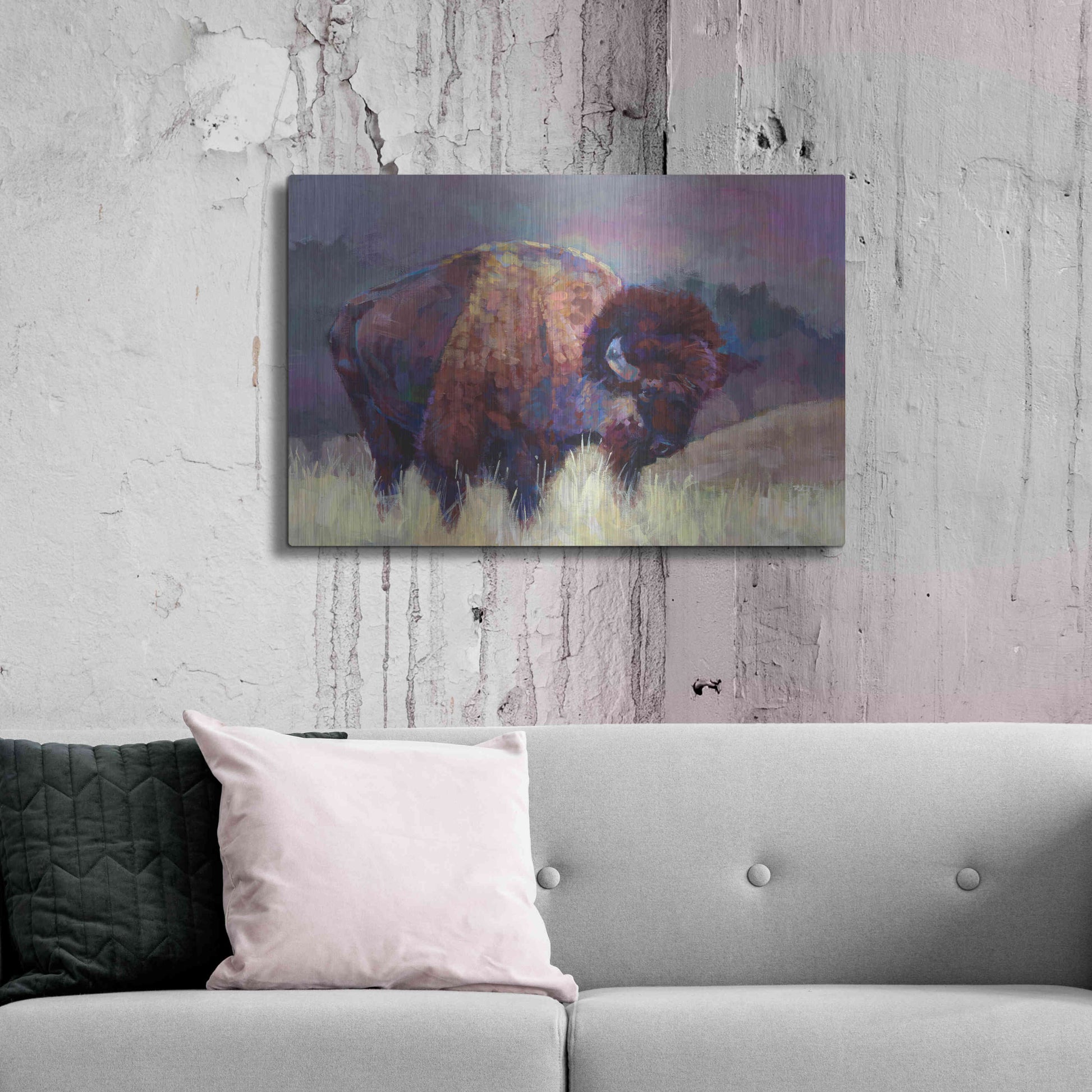 Luxe Metal Art 'Buffalo Roam' by Robert Jackson, Metal Wall Art,36x24