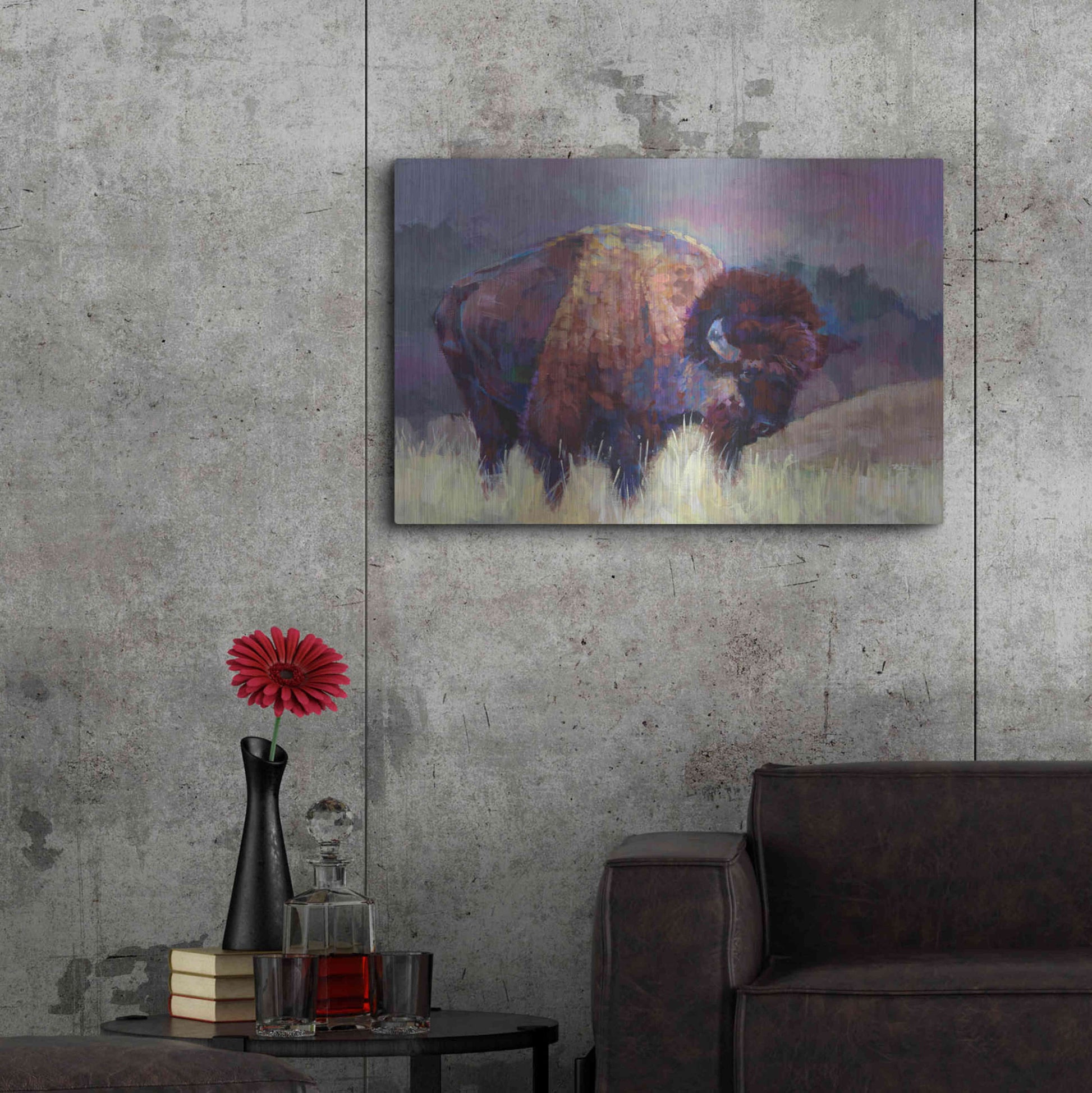 Luxe Metal Art 'Buffalo Roam' by Robert Jackson, Metal Wall Art,36x24