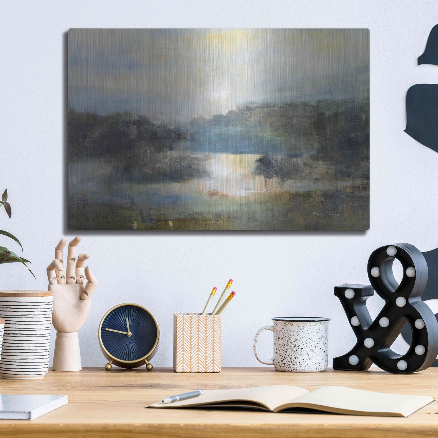Luxe Metal Art 'Valley Blue' by J Austin Jennings, Metal Wall Art,16x12