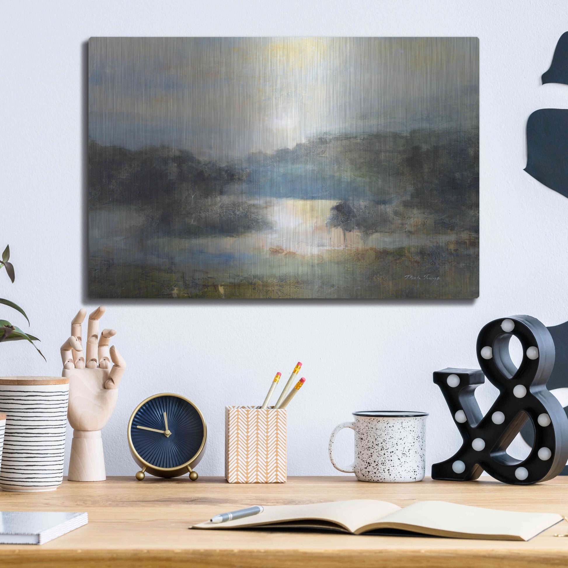Luxe Metal Art 'Valley Blue' by J Austin Jennings, Metal Wall Art,16x12