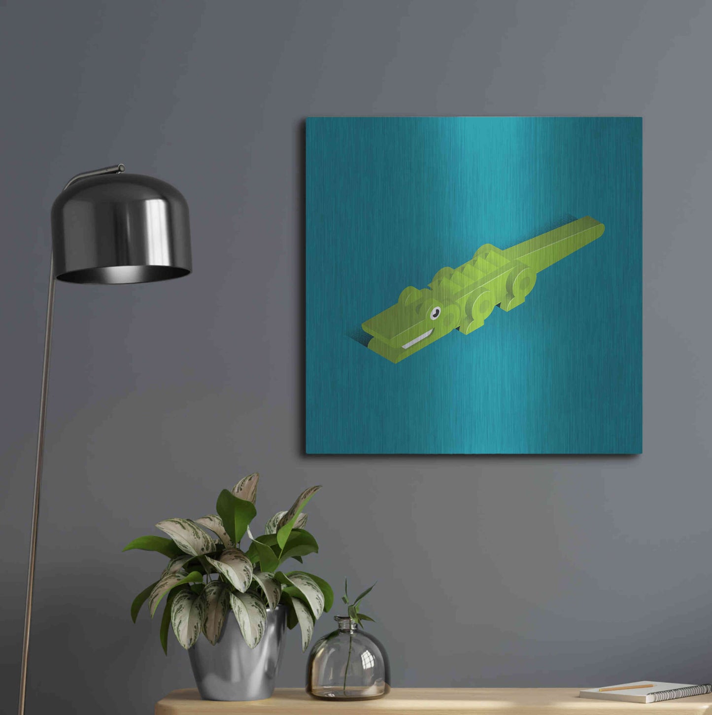 Luxe Metal Art 'Crocodile' by Bo Virkelyst Jensen, Metal Wall Art,24x24