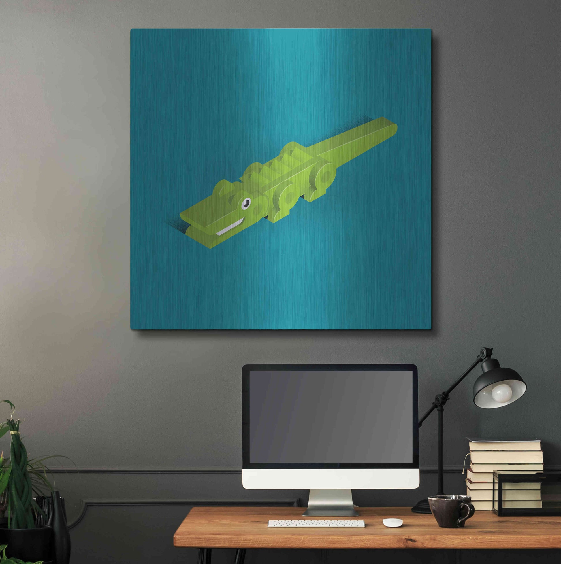 Luxe Metal Art 'Crocodile' by Bo Virkelyst Jensen, Metal Wall Art,36x36